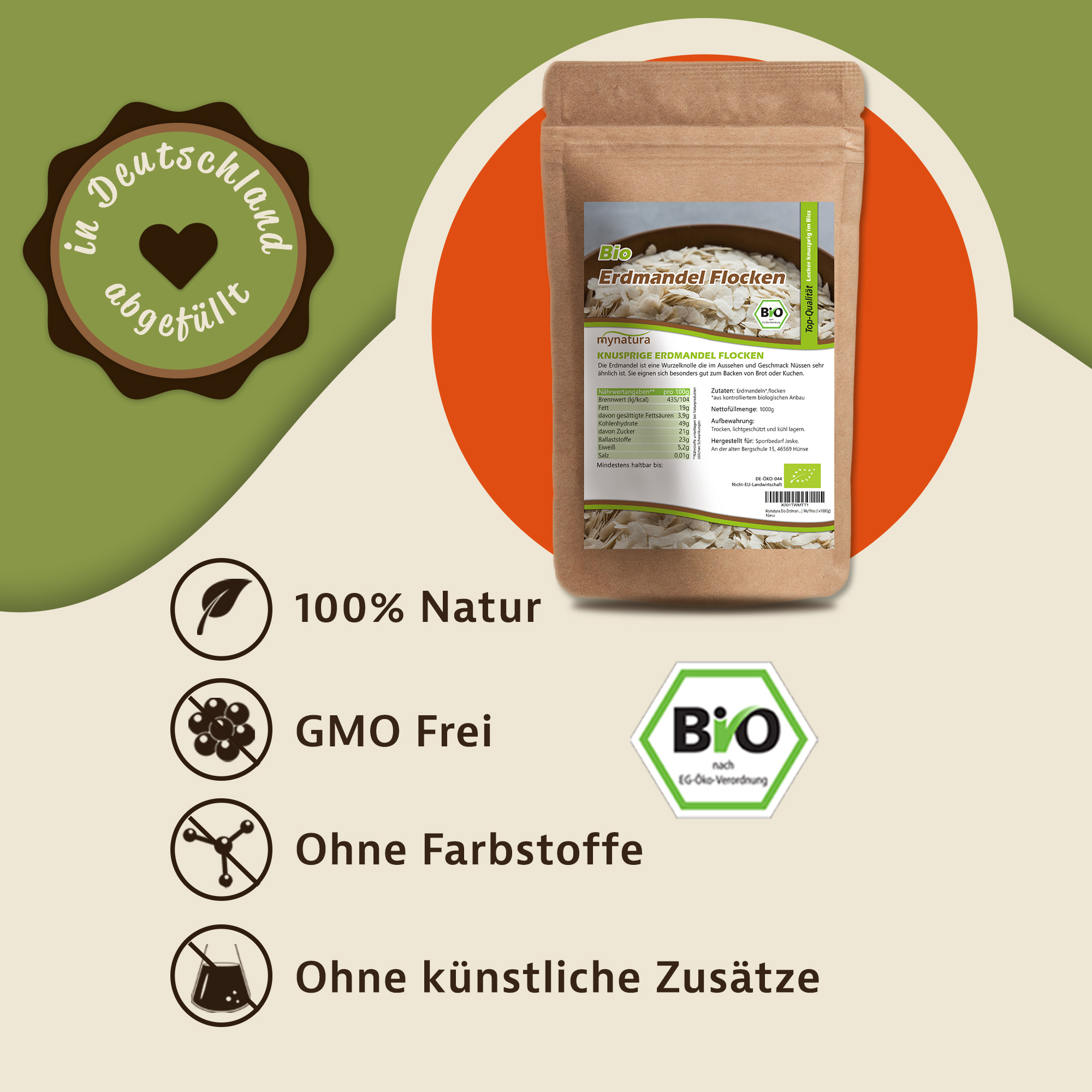 Mynatura Bio Erdmandelflocken (1000g)