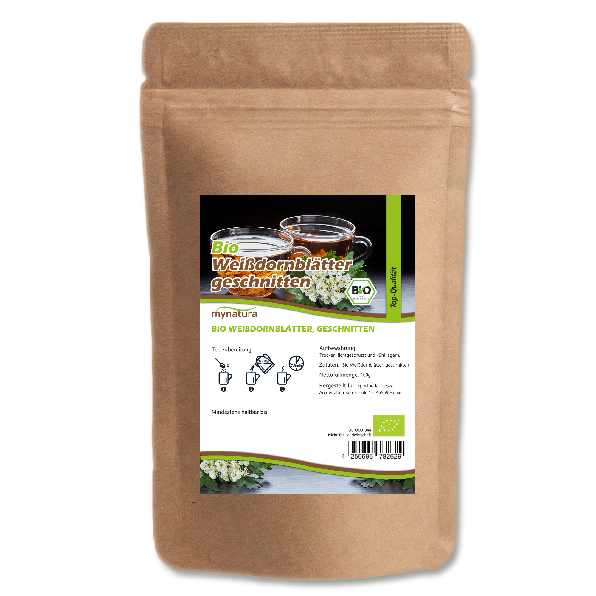 Bio Weißdornblätter geschnitten – naturbelassene Kräuterqualität für aromatischen Tee | Mynatura 0,1Kg