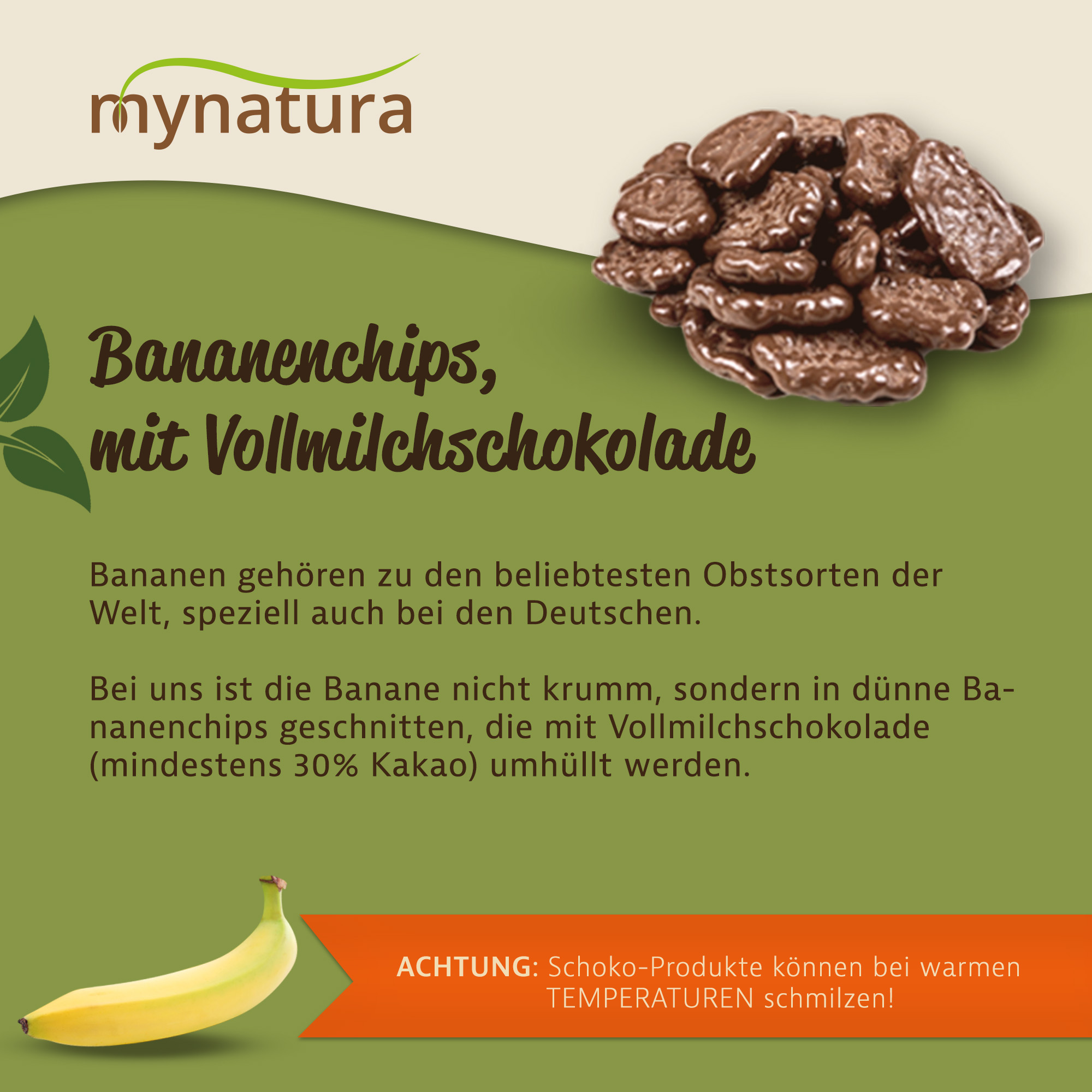 Schokolierte Bananenchips – Knuspriger Bananensnack mit Vollmilchschokolade in Bio-Qualität Schokolierte Bananenchips – Knuspriger Bananensnack mit Vollmilchschokolade in Bio-Qualität