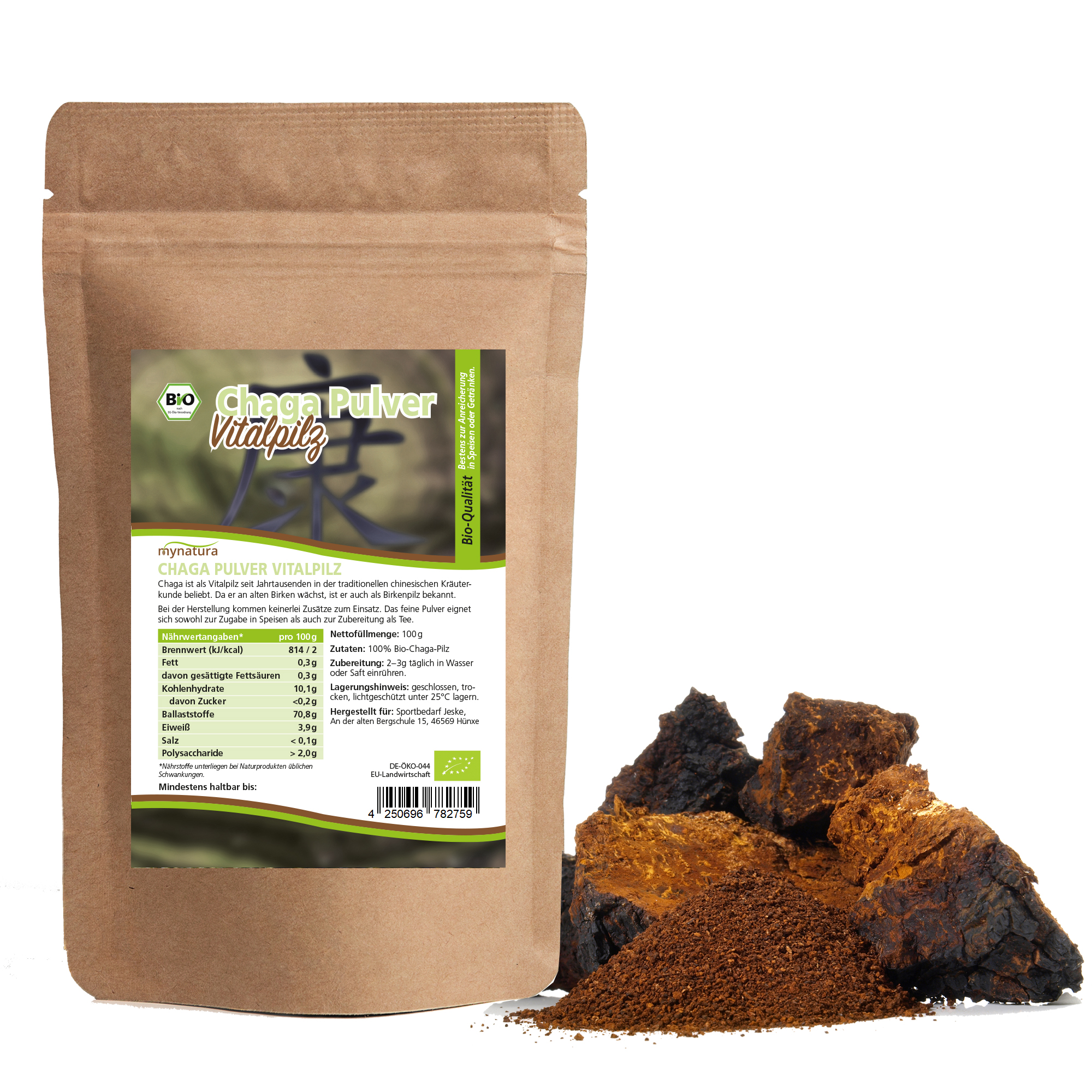 Mynatura Bio Chaga Pulver | Chaga Pilz gemahlen | Natürliches Superfood aus Wildsammlung 0,1Kg Mynatura Bio Chaga Pulver | Chaga Pilz gemahlen | Natürliches Superfood aus Wildsammlung 0,1Kg
