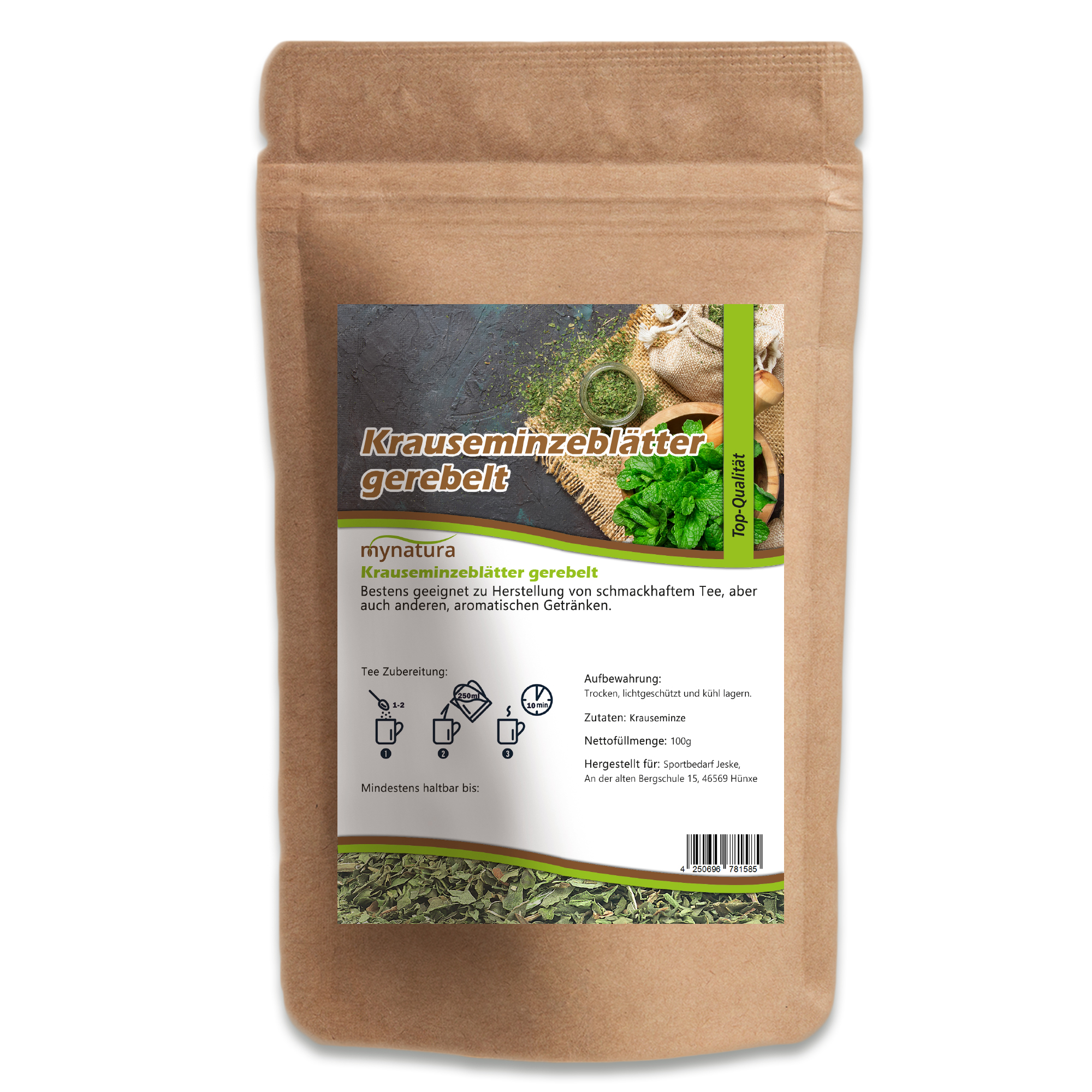 Krauseminzblätter gerebelt von mynatura – aromatische Minze für Tee, Küche & Rezepte 100g