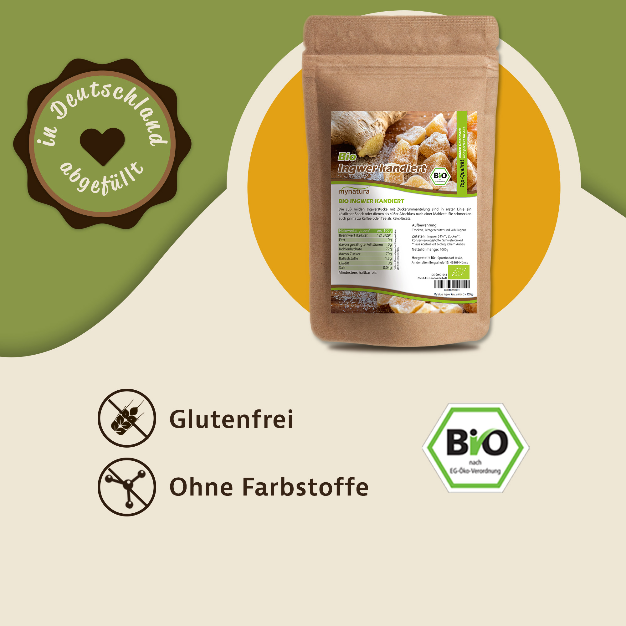 Mynatura Bio Ingwer, kandiert 1Kg