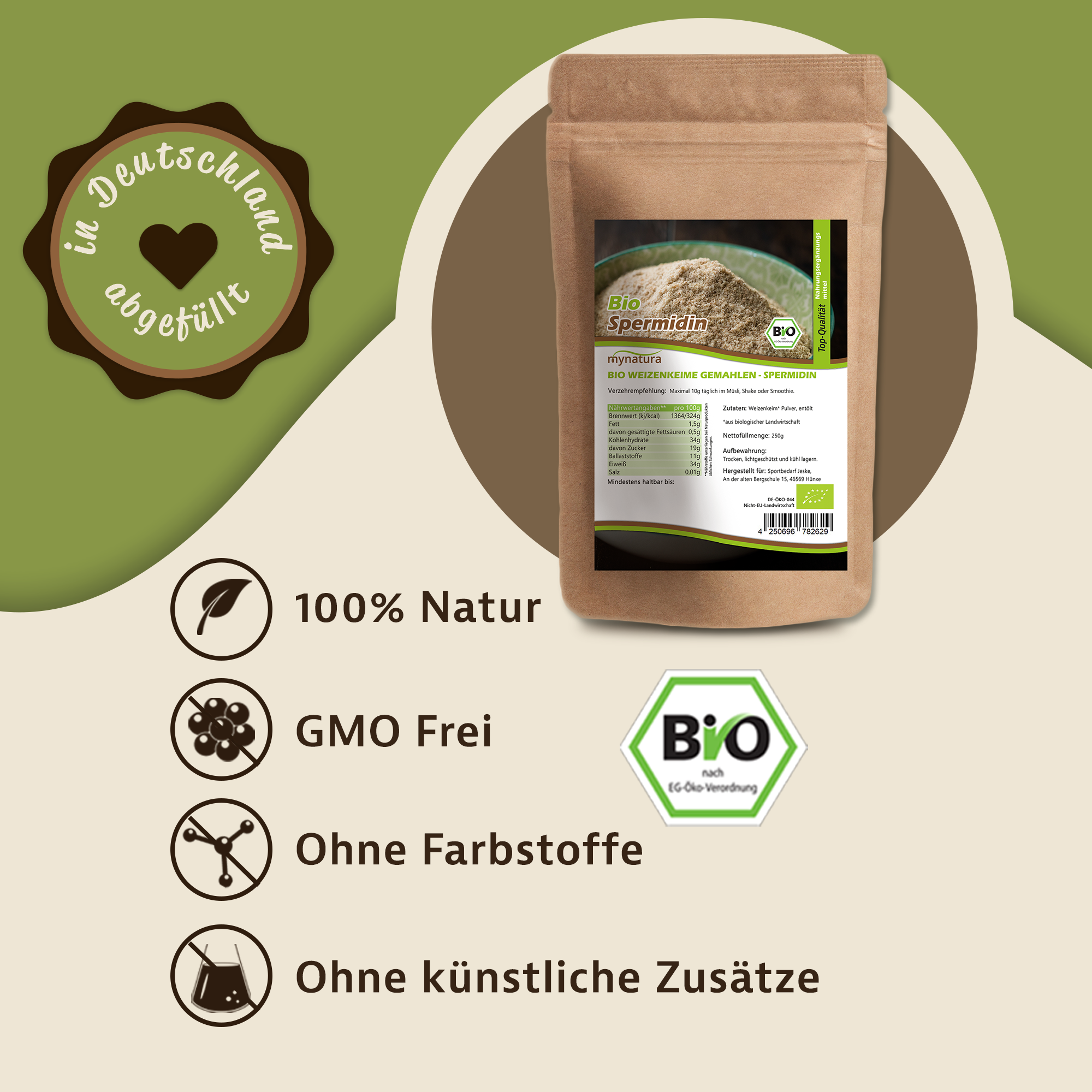 Mynatura Bio Weizenkeime gemahlen - Spermidin 250g