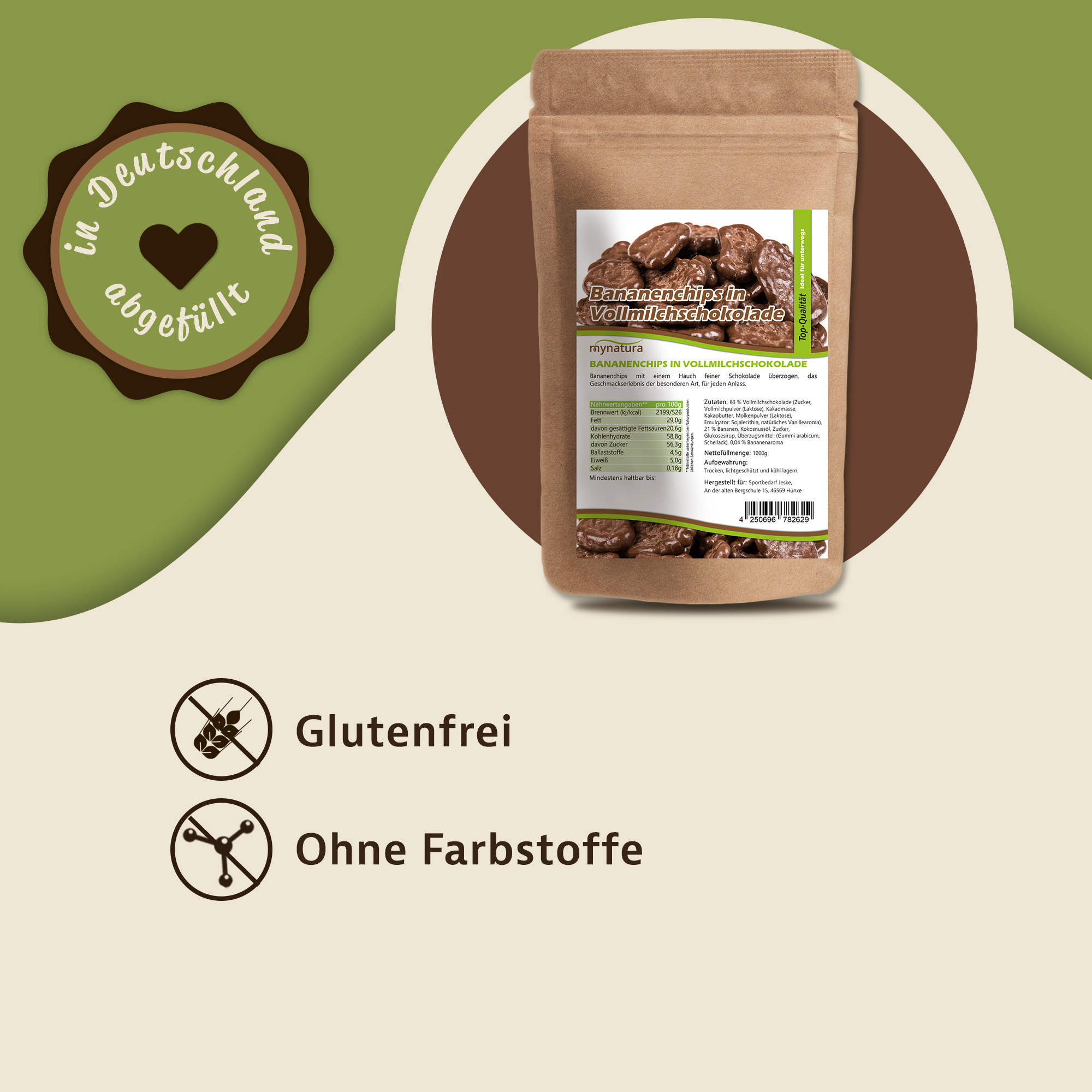 Schokolierte Bananenchips – Knuspriger Bananensnack mit Vollmilchschokolade in Bio-Qualität Schokolierte Bananenchips – Knuspriger Bananensnack mit Vollmilchschokolade in Bio-Qualität