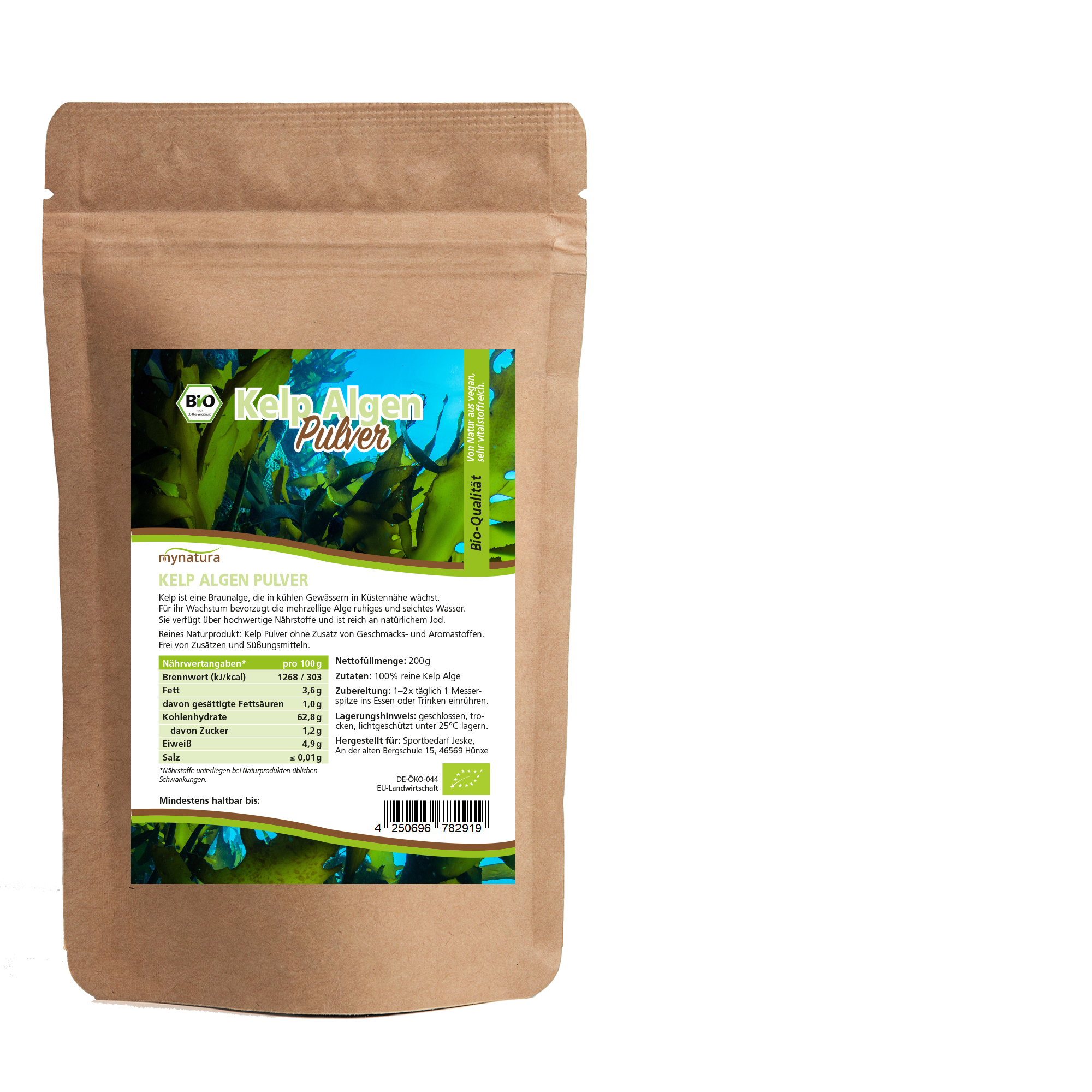 Mynatura Bio Kelp Pulver – Natürliches Algenpulver für kreative Rezepte & die vegane Küche 0,2Kg