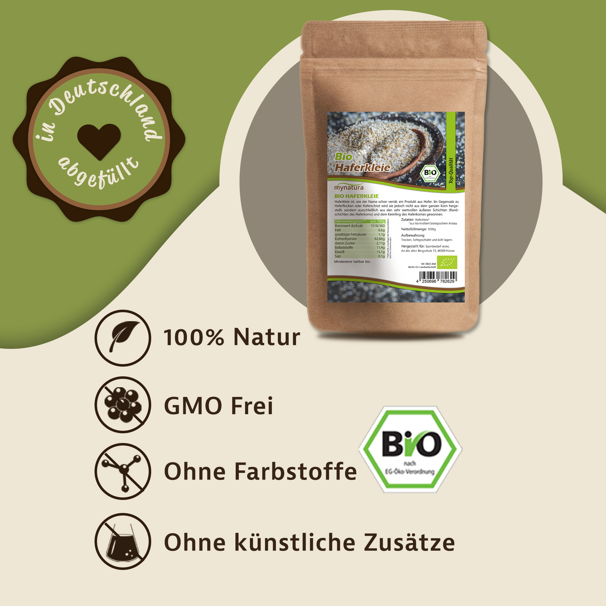 Mynatura Bio Haferkleie 1Kg