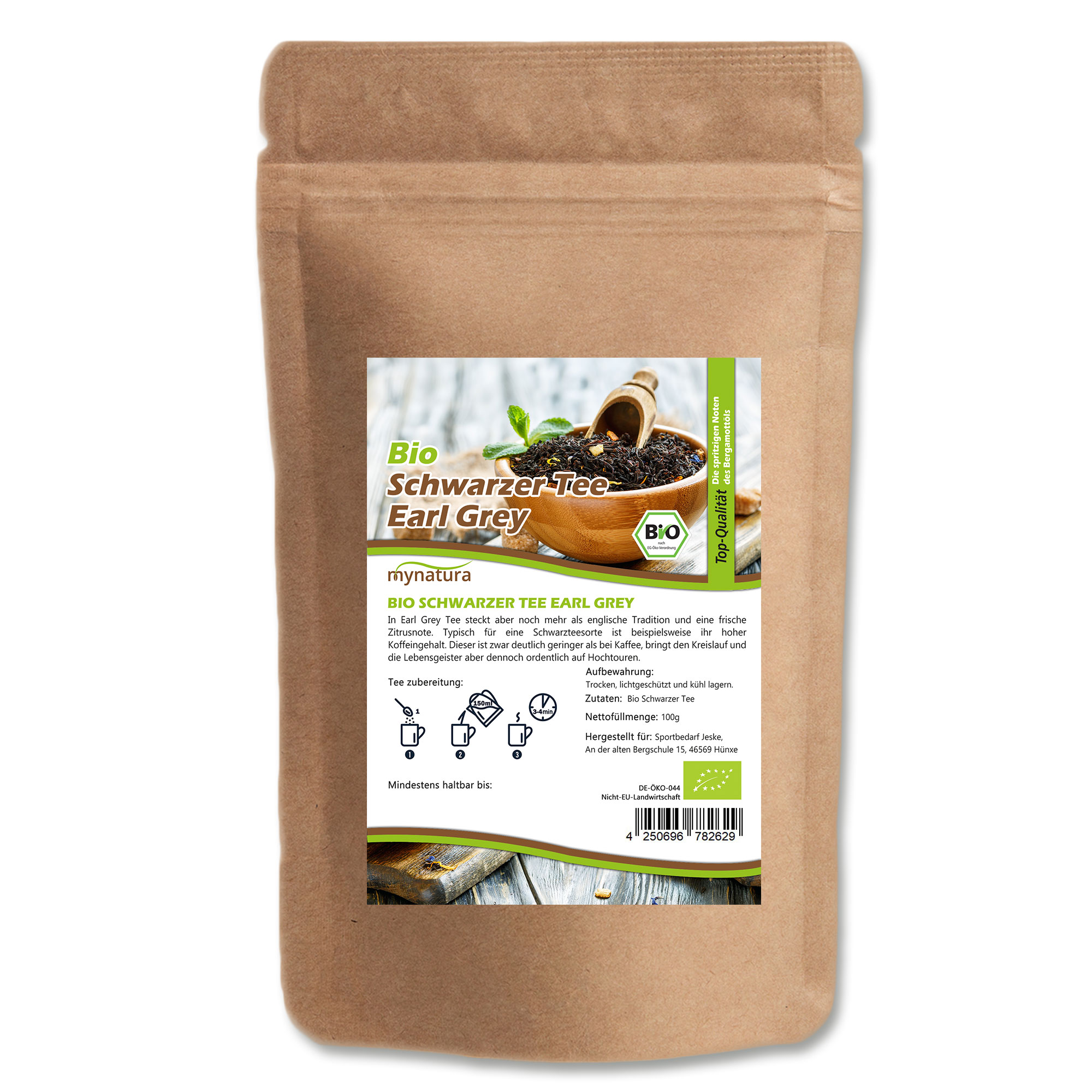 Earl Grey Schwarztee mit Bergamotte – Klassische Aromamischung in Bio-Qualität 0,1Kg