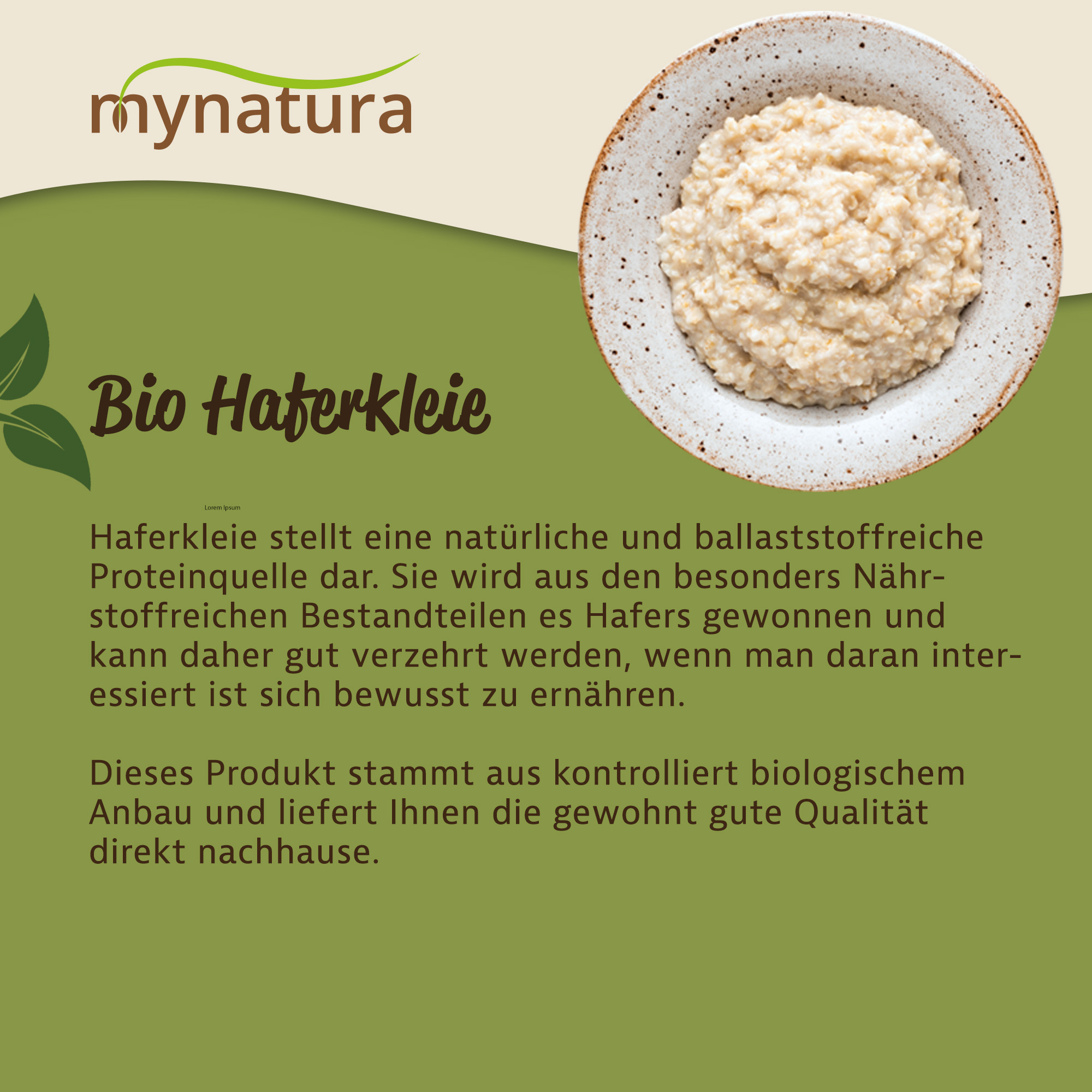 Mynatura Bio Haferkleie 1Kg