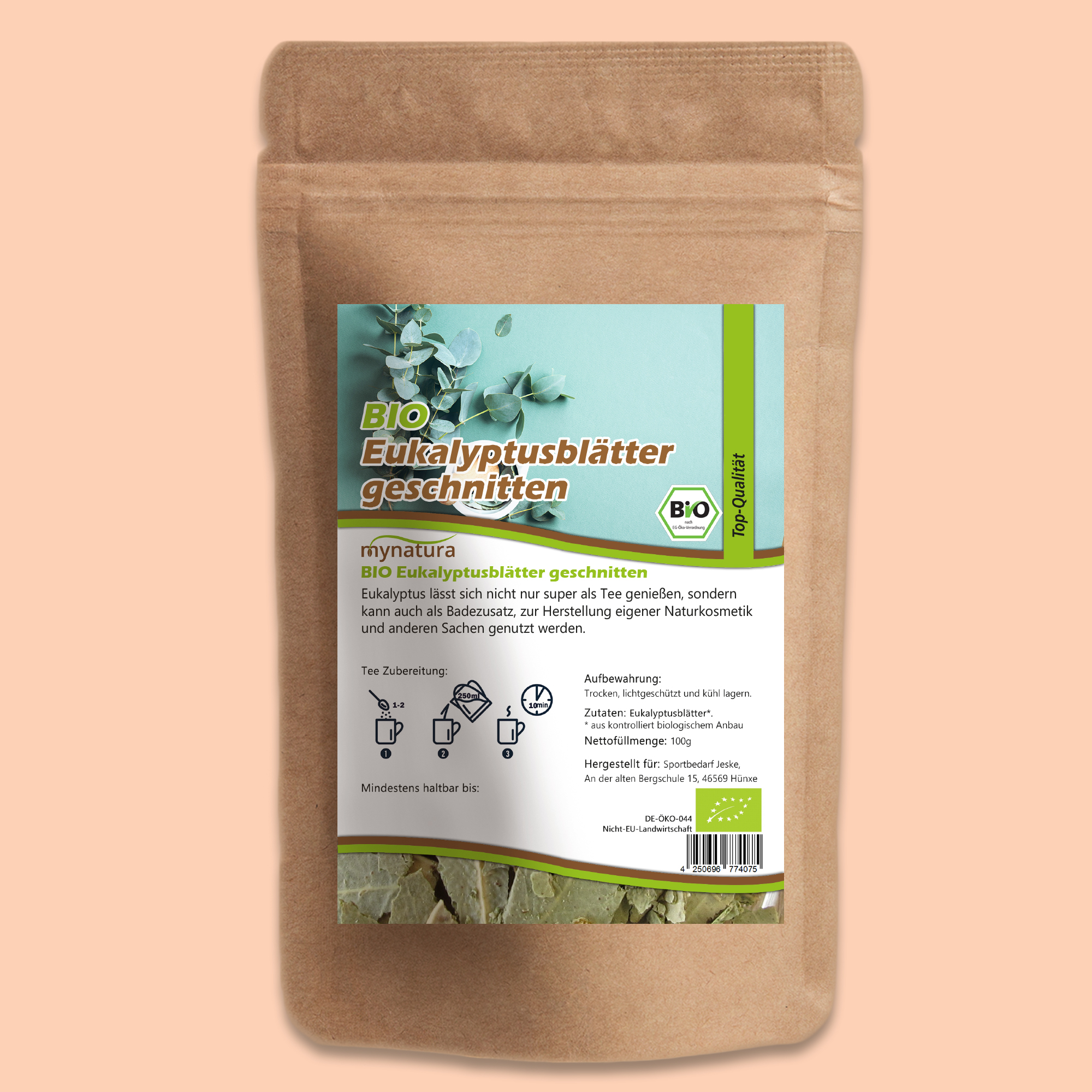 Bio Eukalyptusblätter geschnitten und getrocknet – Mynatura Qualität | Natürliches Teekraut für aromatischen Eukalyptus-Tee 250g Bio Eukalyptusblätter geschnitten und getrocknet – Mynatura Qualität | Natürliches Teekraut für aromatischen Eukalyptus-Tee 250g
