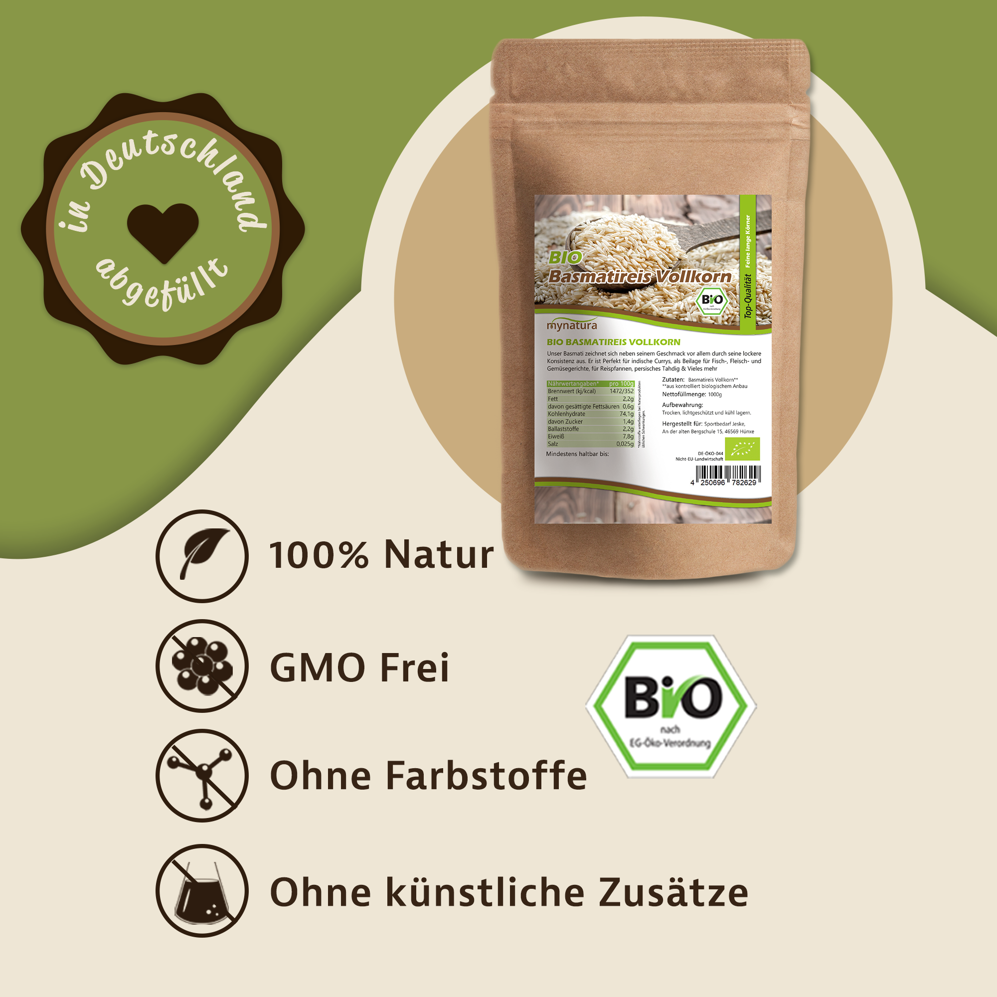 Bio Vollkorn Basmatireis von Mynatura – aromatischer Langkornreis für Currys, Salate & nachhaltige Küche 1Kg Bio Vollkorn Basmatireis von Mynatura – aromatischer Langkornreis für Currys, Salate & nachhaltige Küche 1Kg