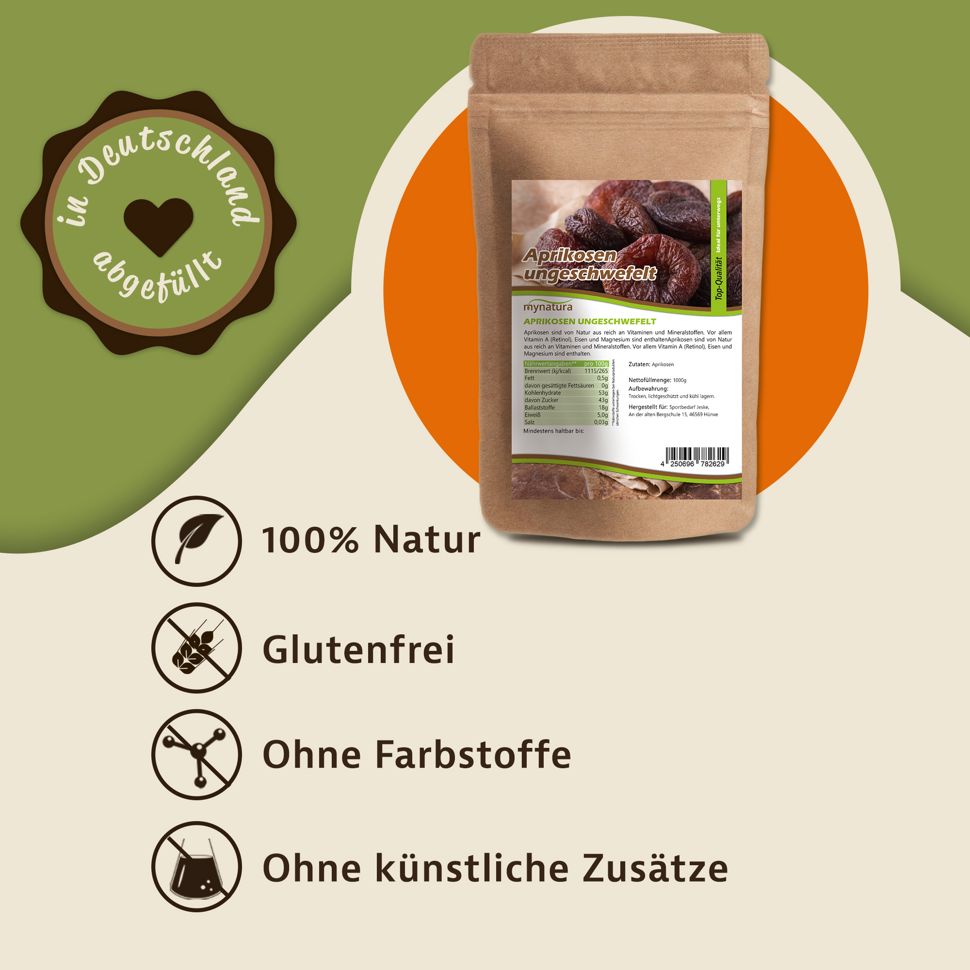 Getrocknete Aprikosen ungeschwefelt – natürliche Süße in Premiumqualität | mynatura 1Kg Getrocknete Aprikosen ungeschwefelt – natürliche Süße in Premiumqualität | mynatura 1Kg