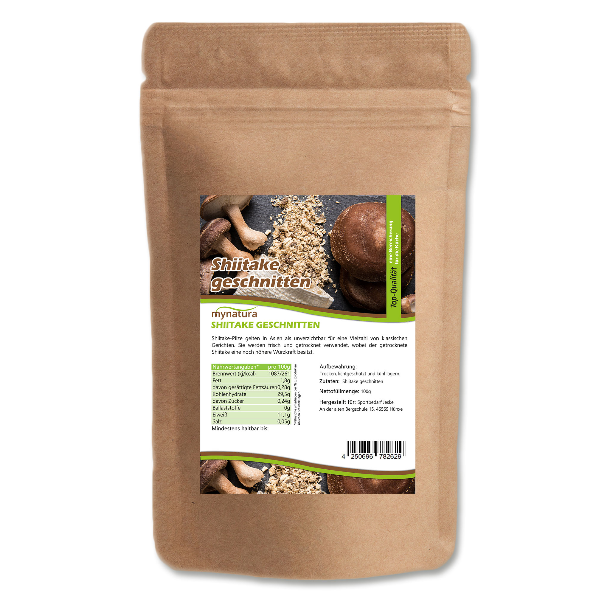 Mynatura Shiitake-Pilz geschnitten