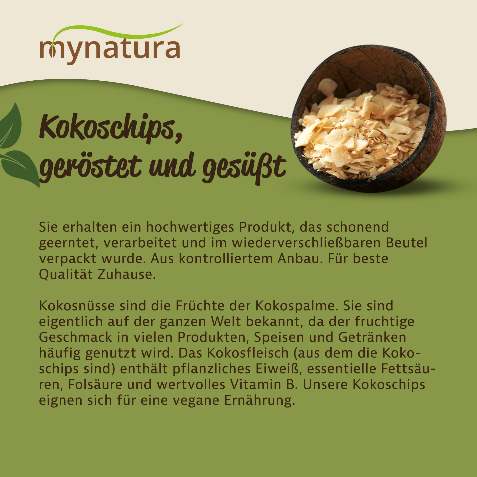 Geröstete Kokoschips von Mynatura – Knuspriger Bio‑Snack aus 100 % Kokosnuss Geröstete Kokoschips von Mynatura – Knuspriger Bio‑Snack aus 100 % Kokosnuss