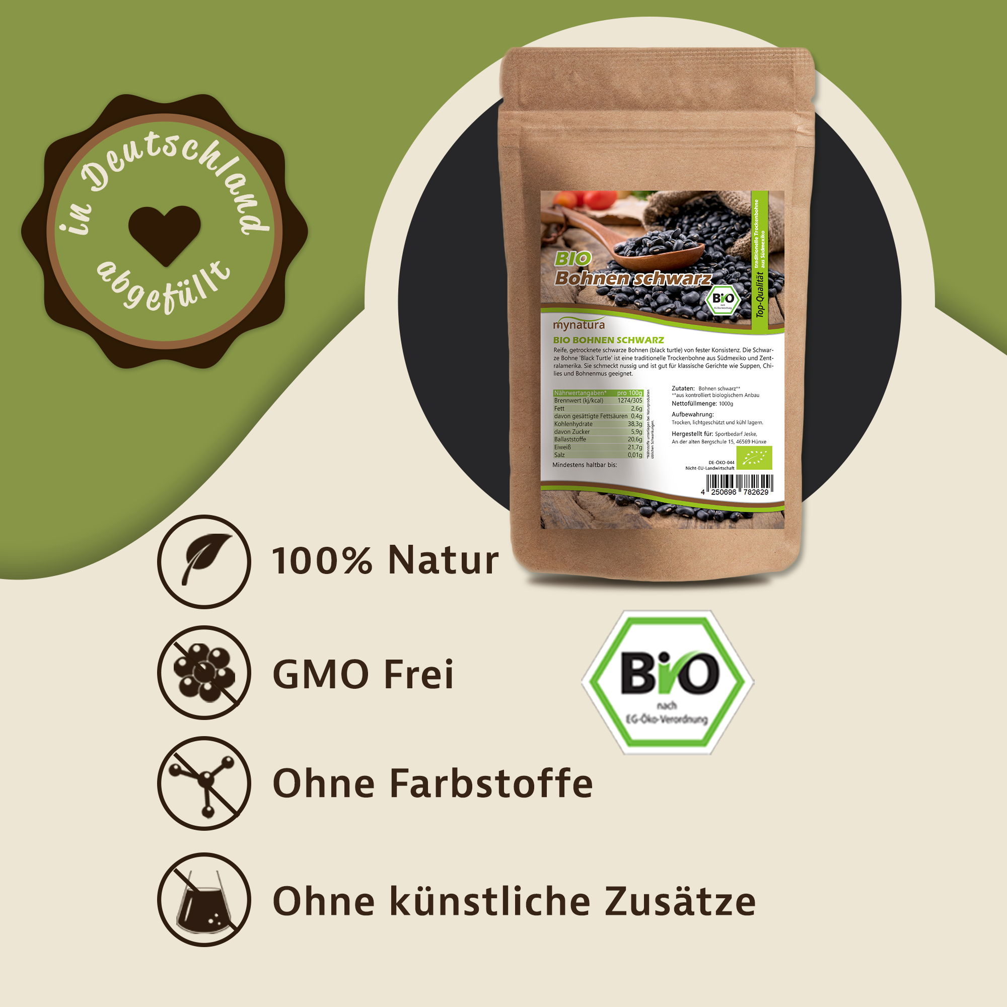 Bio Schwarze Bohnen von Mynatura | Pflanzliches Eiweiß & vielseitige Hülsenfrucht zum Kochen 1Kg Bio Schwarze Bohnen von Mynatura | Pflanzliches Eiweiß & vielseitige Hülsenfrucht zum Kochen 1Kg