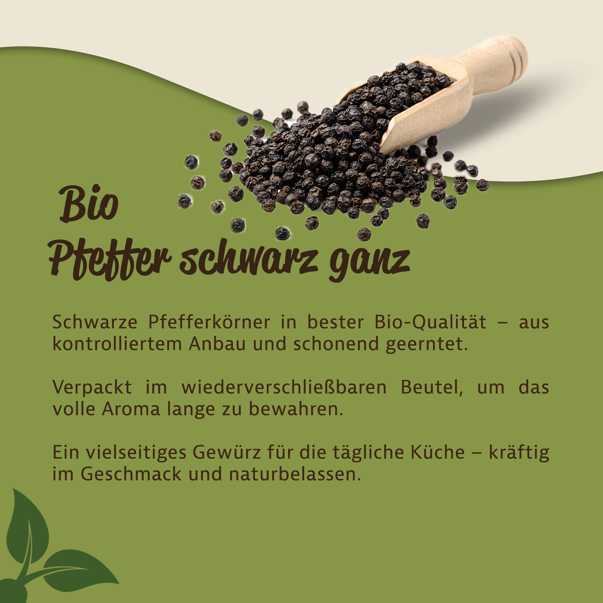 Mynatura Bio Schwarzer Pfeffer ganze Körner für Pfeffermühlen 0,3Kg