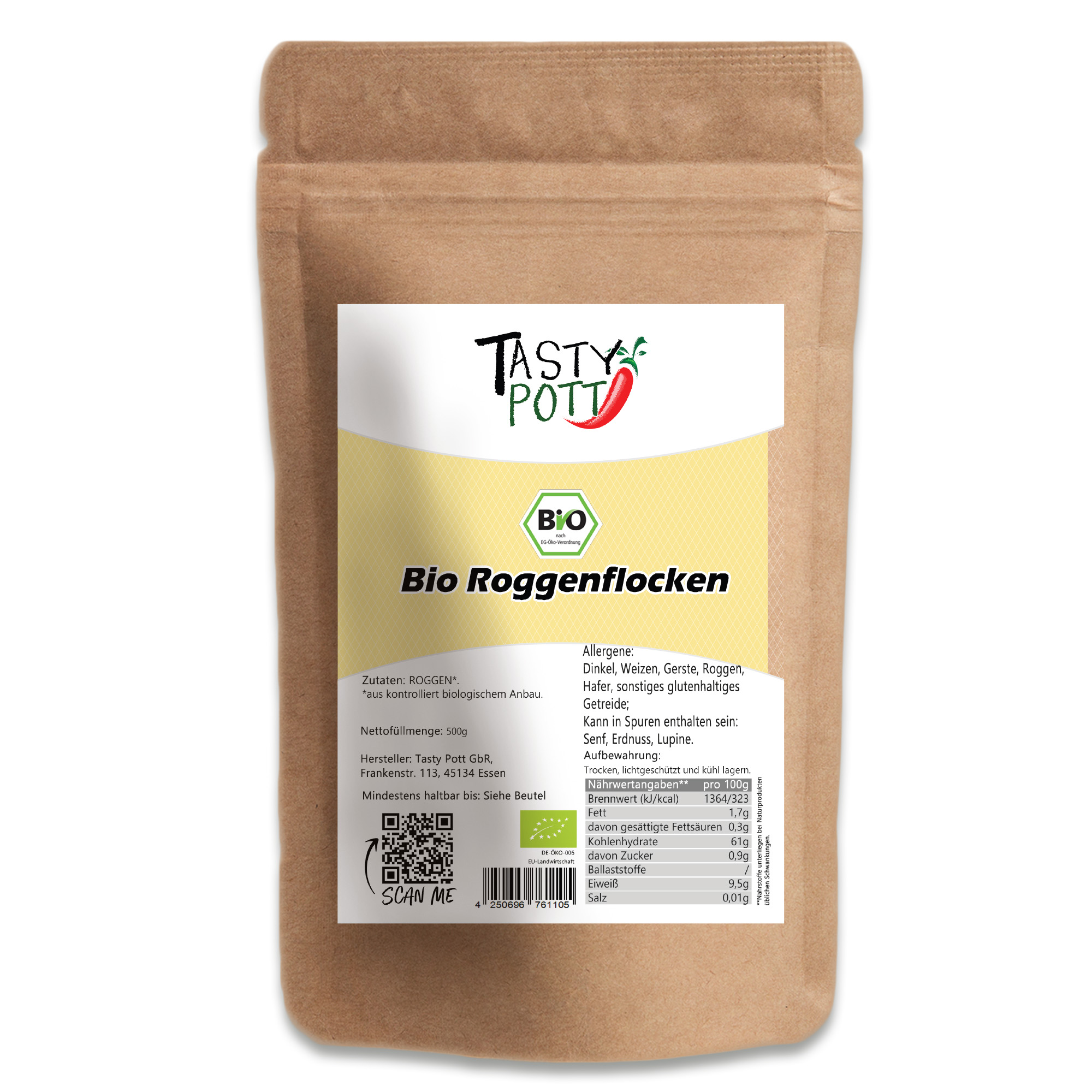 Tasty Pott Bio-Roggenflocken – Natürlich, vielseitig & ohne Zusätze | Roggenflocken kaufen  Tasty Pott Bio-Roggenflocken – Natürlich, vielseitig & ohne Zusätze | Roggenflocken kaufen