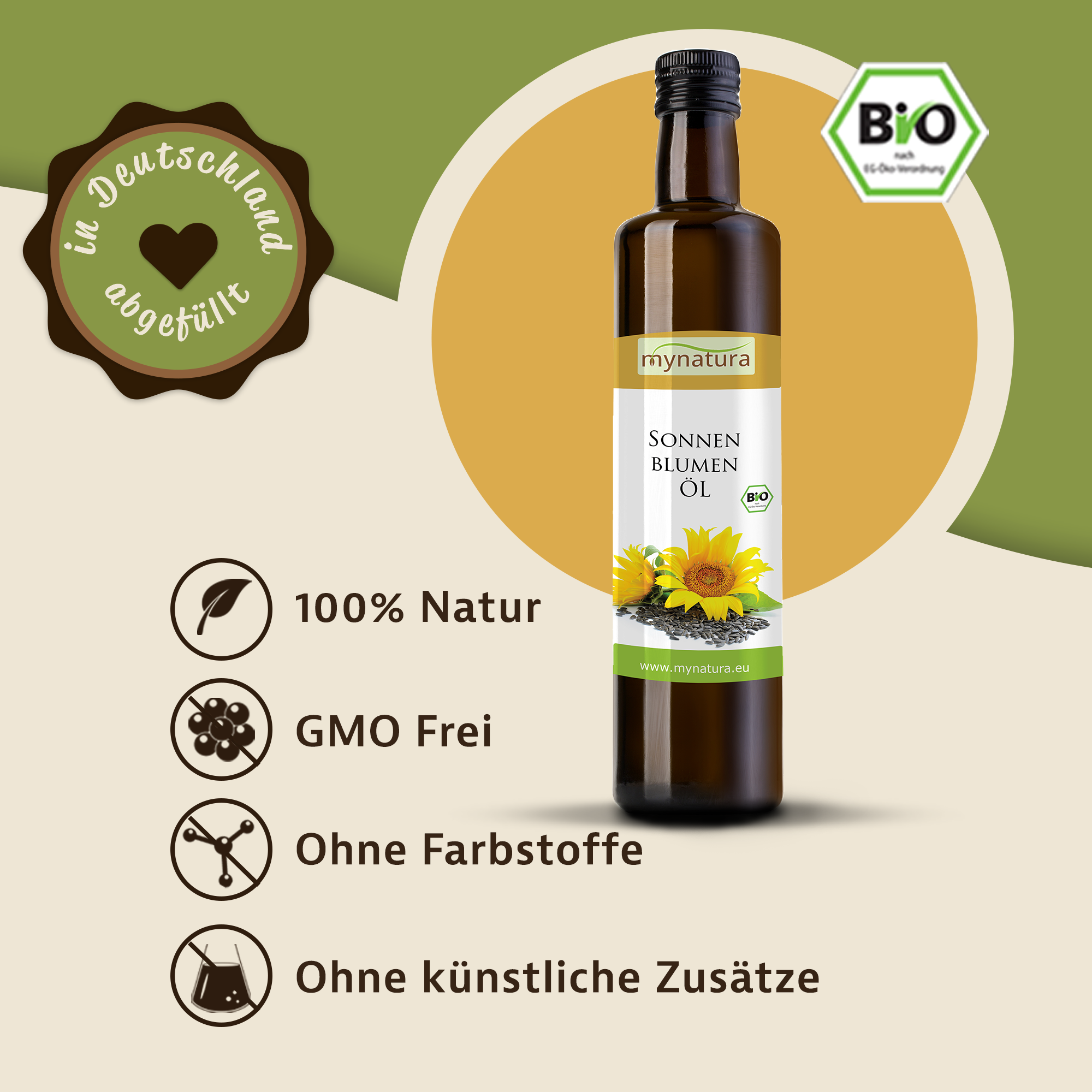 Mynatura Bio Sonnenblumenkernöl 0,5L Kaltgepresst Mynatura Bio Sonnenblumenkernöl 0,5L Kaltgepresst