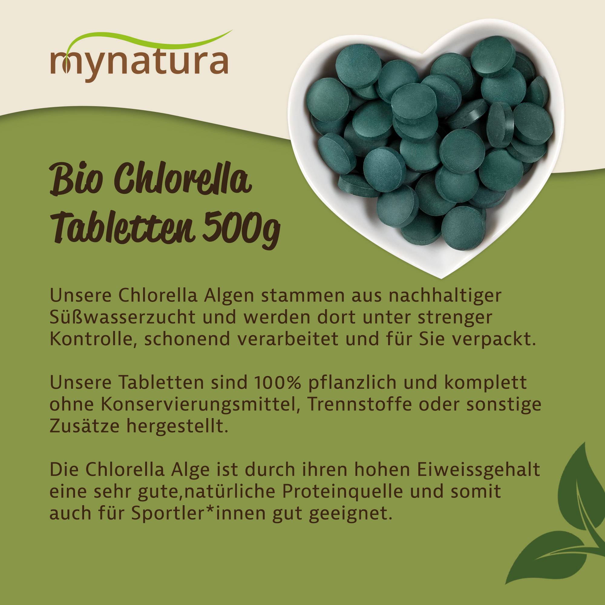 Chlorella Tabletten Bio – 100% reine Mikroalge als natürliche Nahrungsergänzung 0,5Kg