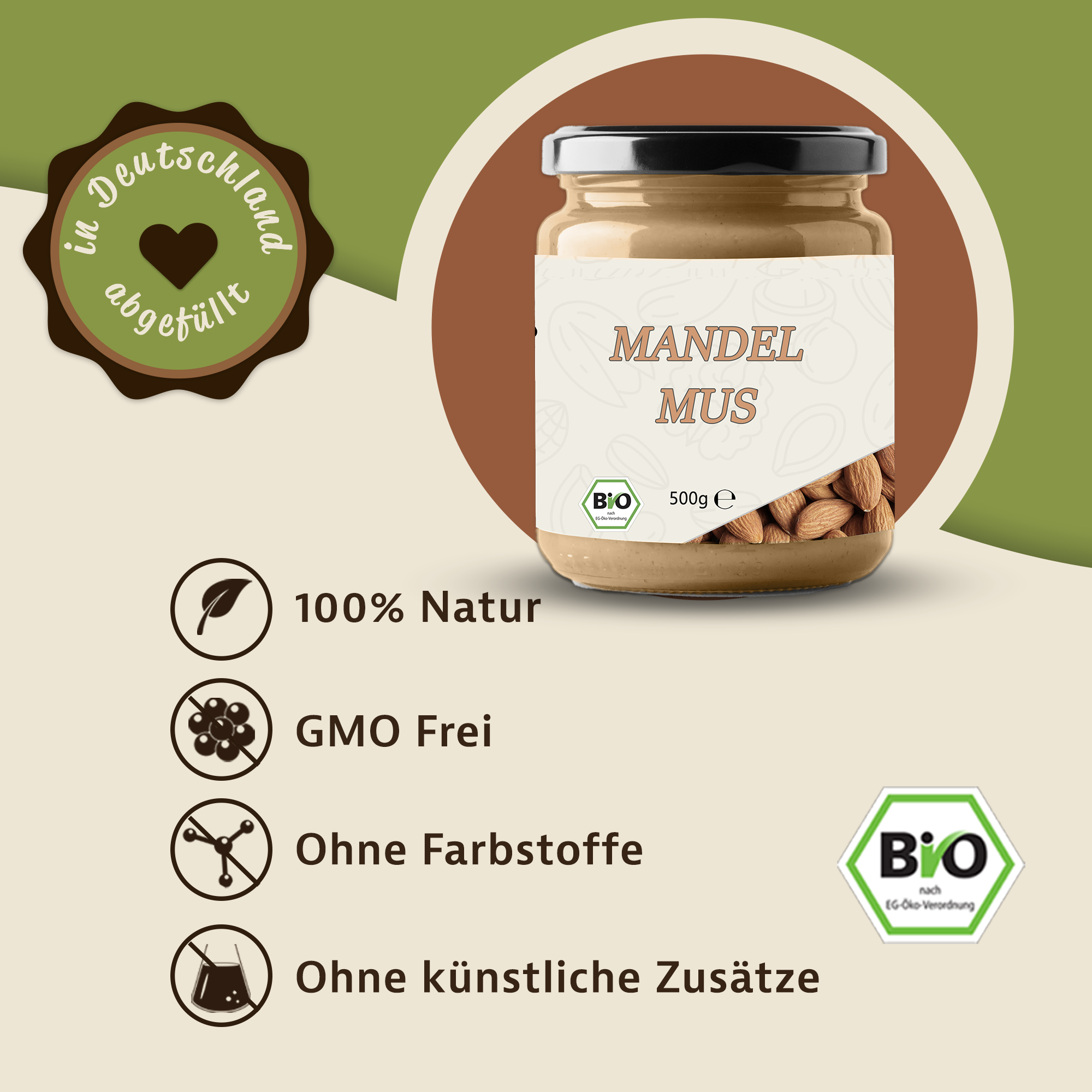 Mandelmus von Mynatura – 100 % Mandeln, cremig & vielseitig für Küche und Backen 0,5Kg Mandelmus von Mynatura – 100 % Mandeln, cremig & vielseitig für Küche und Backen 0,5Kg