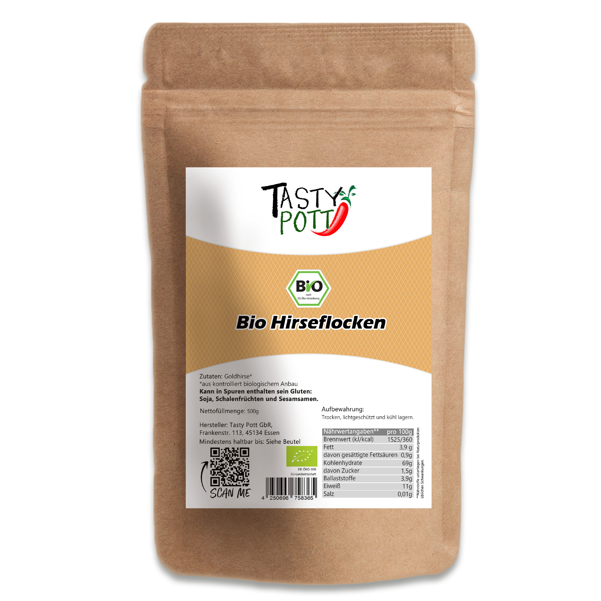 Bio Hirseflocken von Tasty Pott – glutenfrei, vegan & voller Geschmack 1000g  Bio Hirseflocken von Tasty Pott – glutenfrei, vegan & voller Geschmack 1000g