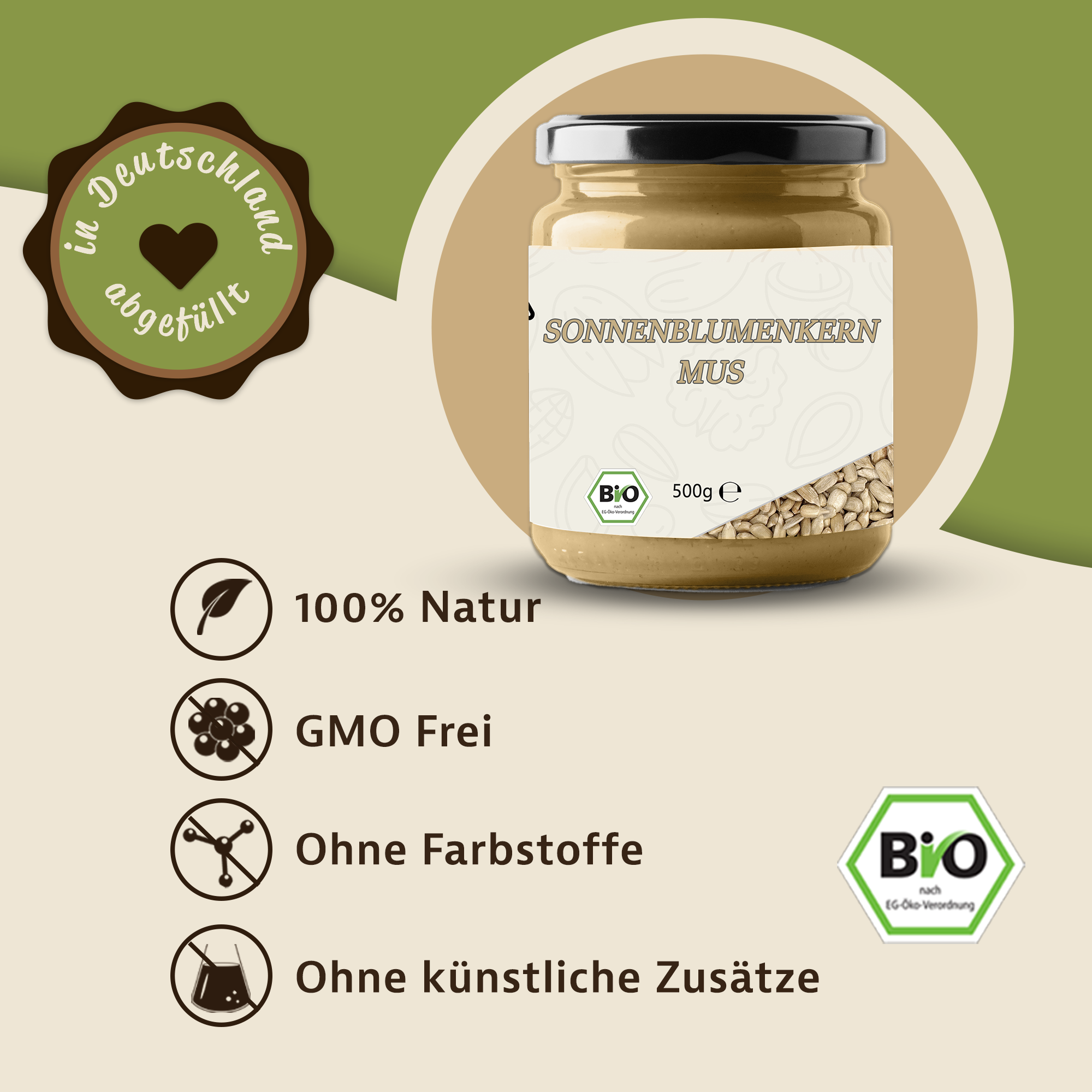 Cremiges Sonnenblumenkernmus in Bio-Qualität – natürlich, vielseitig & aromatisch 2x0,5Kg Cremiges Sonnenblumenkernmus in Bio-Qualität – natürlich, vielseitig & aromatisch 2x0,5Kg