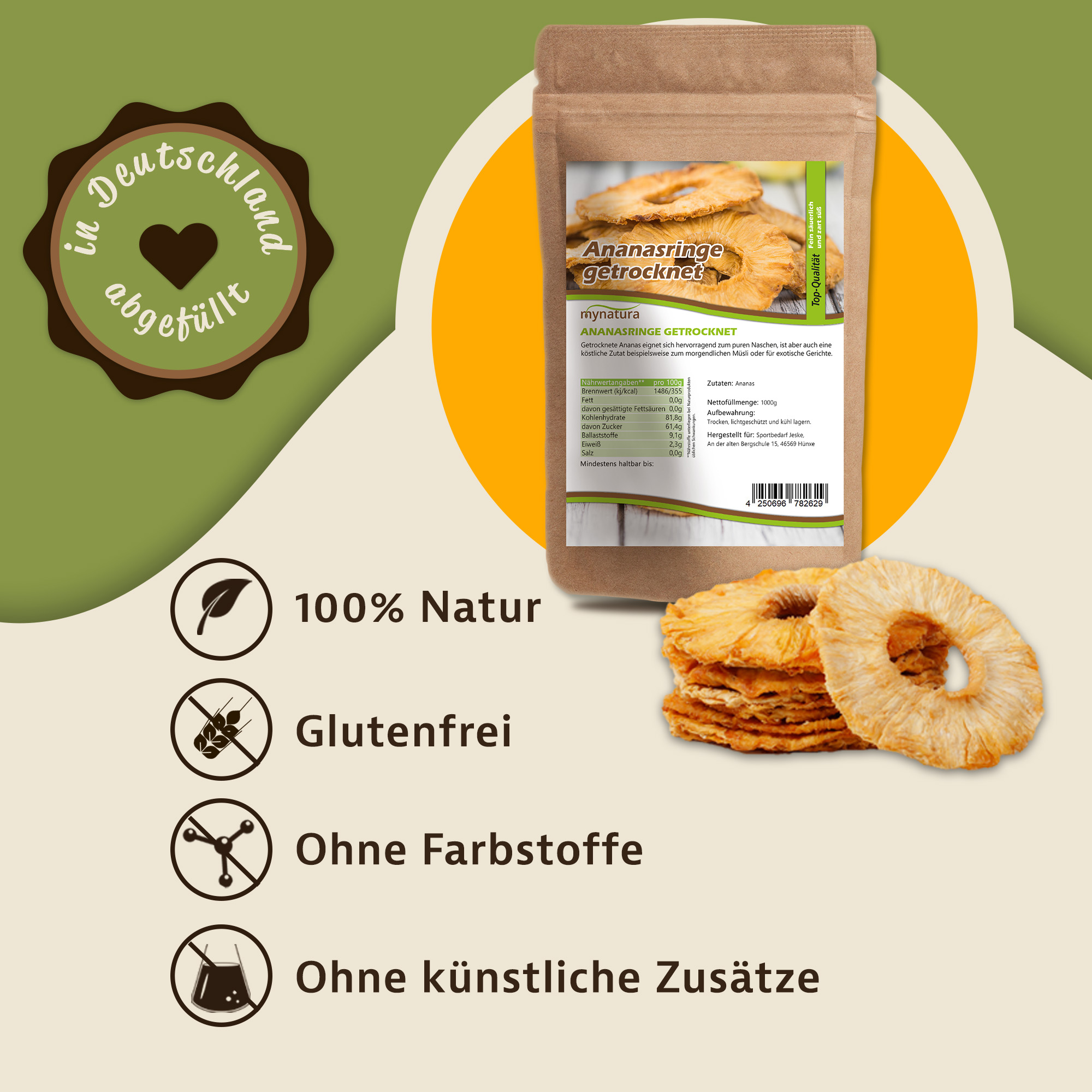 Getrocknete Ananasringe – Natürlicher Fruchtgenuss in Bioqualität, ideal als Snack und für kreative Rezepte 1Kg Getrocknete Ananasringe – Natürlicher Fruchtgenuss in Bioqualität, ideal als Snack und für kreative Rezepte 1Kg