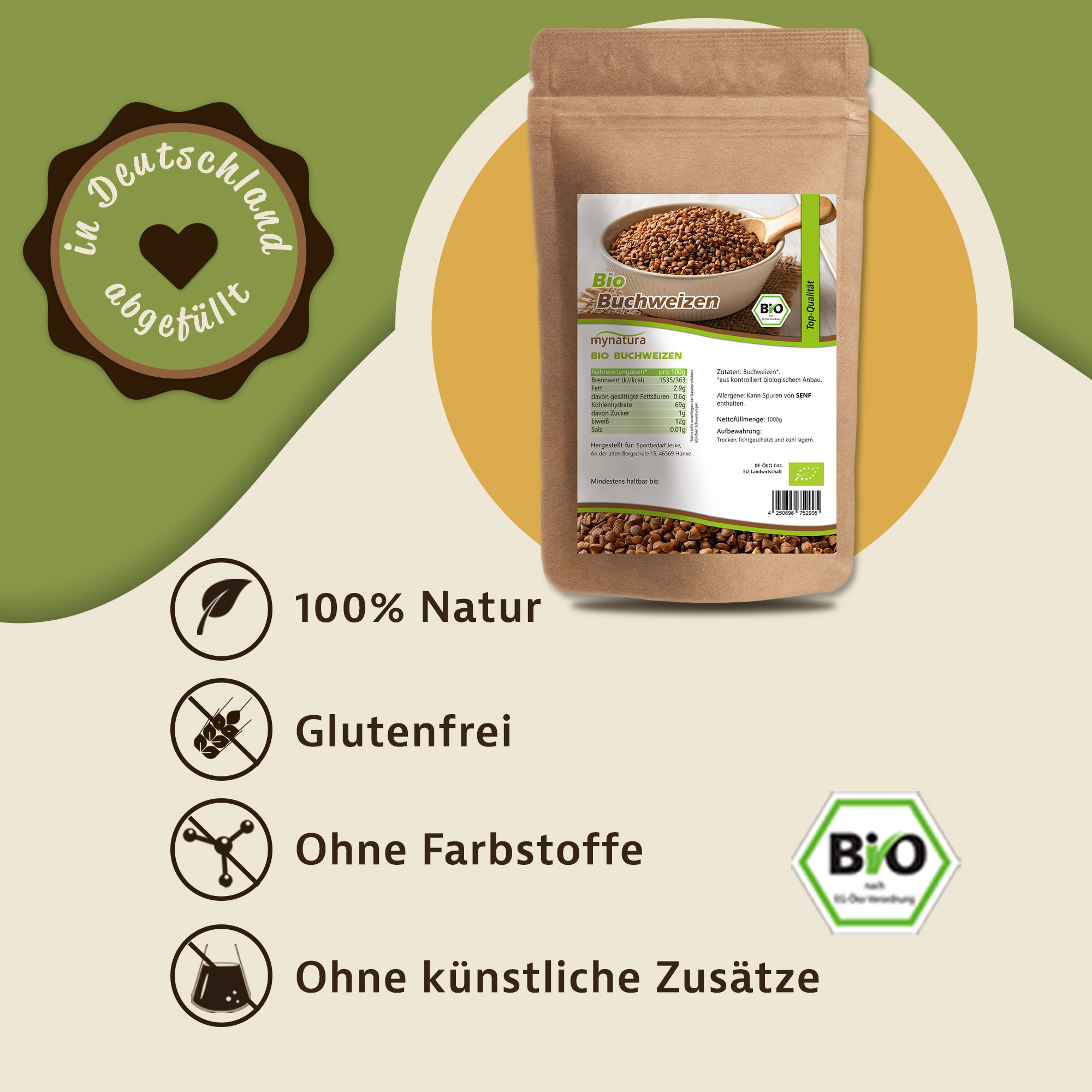 Bio Buchweizen – vielseitig kochen mit Mynatura | Glutenfreie Alternative für kreative Küche 1000g Bio Buchweizen – vielseitig kochen mit Mynatura | Glutenfreie Alternative für kreative Küche 1000g