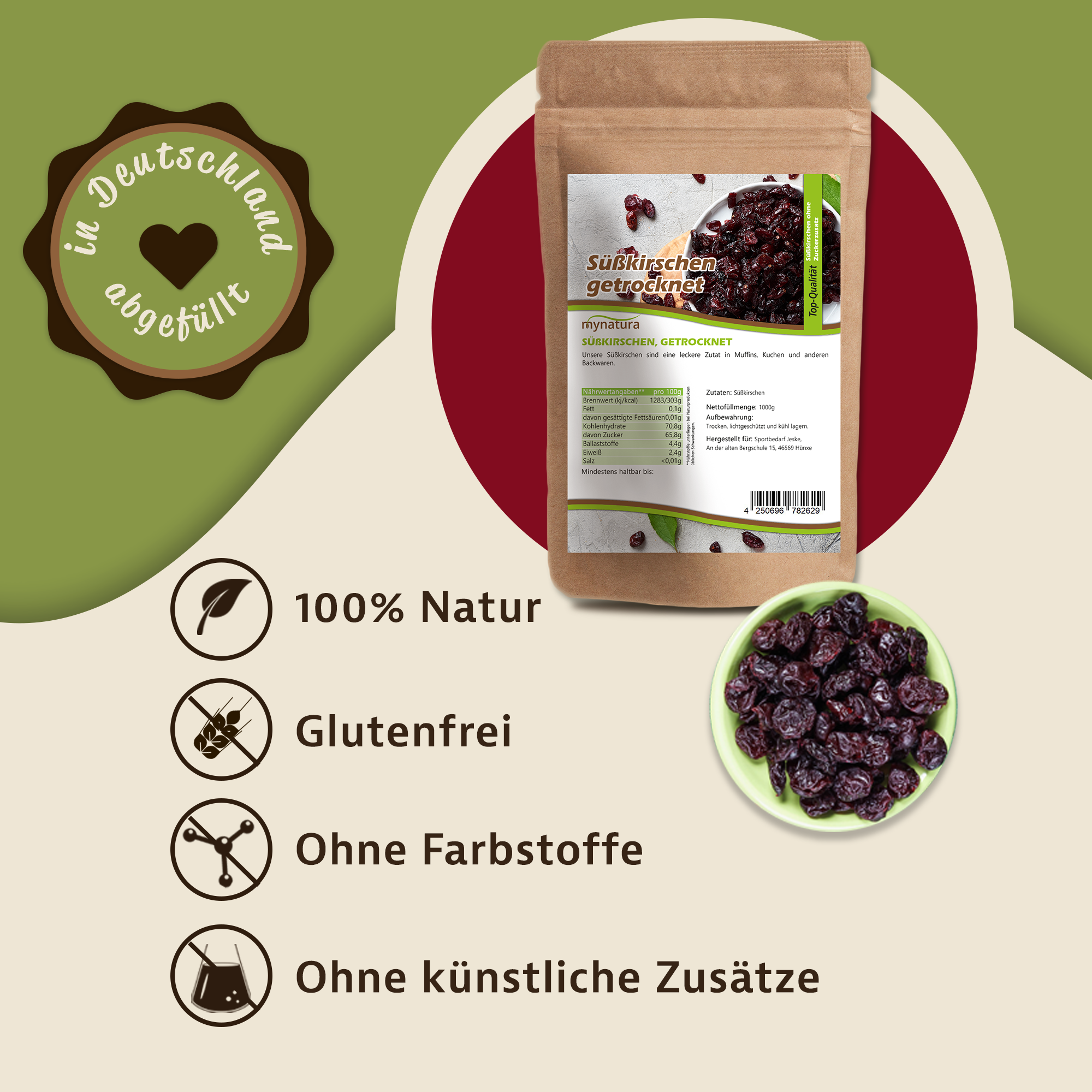 Getrocknete Süßkirschen – Fruchtig-süßer Snack in Premiumqualität | Mynatura
