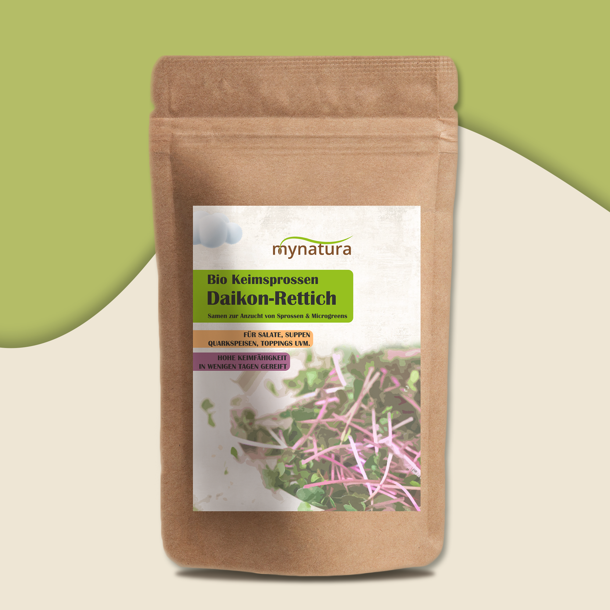 Mynatura Bio Daikon-Rettich Keimsprossen Gemüse (500g)