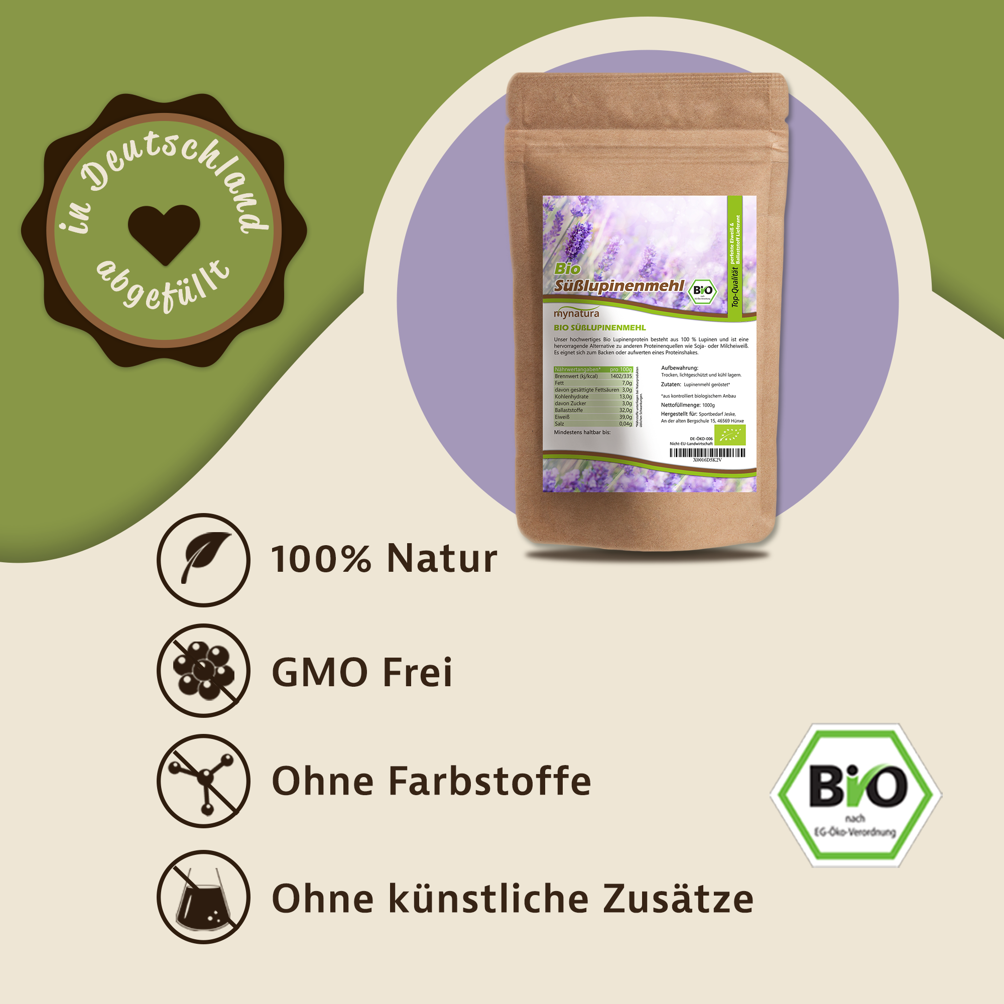 Mynatura Bio Süßlupinenmehl 1Kg