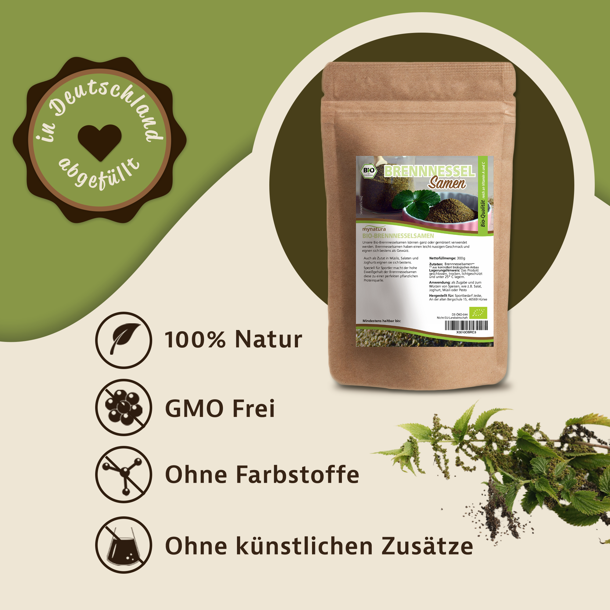 Mynatura Bio Brennnesselsamen ganz 300g Mynatura Bio Brennnesselsamen ganz 300g