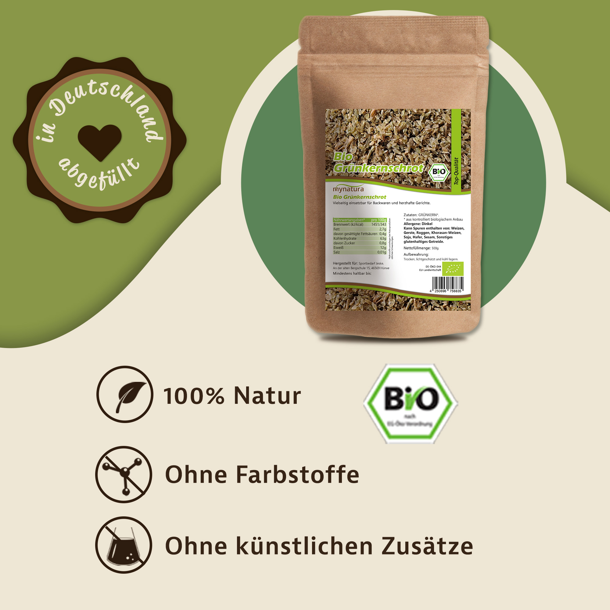 Bio Grünkernschrot grob von Mynatura – Natürliches Dinkelprodukt für vegane Küche & herzhafte Gerichte 1000g Bio Grünkernschrot grob von Mynatura – Natürliches Dinkelprodukt für vegane Küche & herzhafte Gerichte 1000g