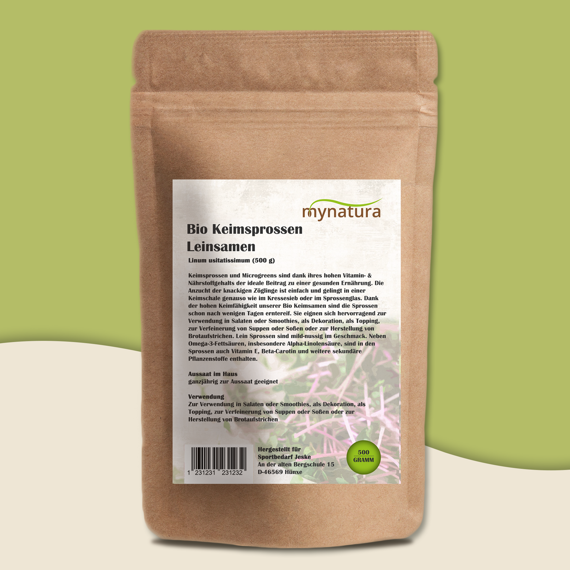 Mynatura Bio Leinsamen Keimsprossen – Leinsaat Sprossen 500g | Müsli & Salat-Topping Mynatura Bio Leinsamen Keimsprossen – Leinsaat Sprossen 500g | Müsli & Salat-Topping