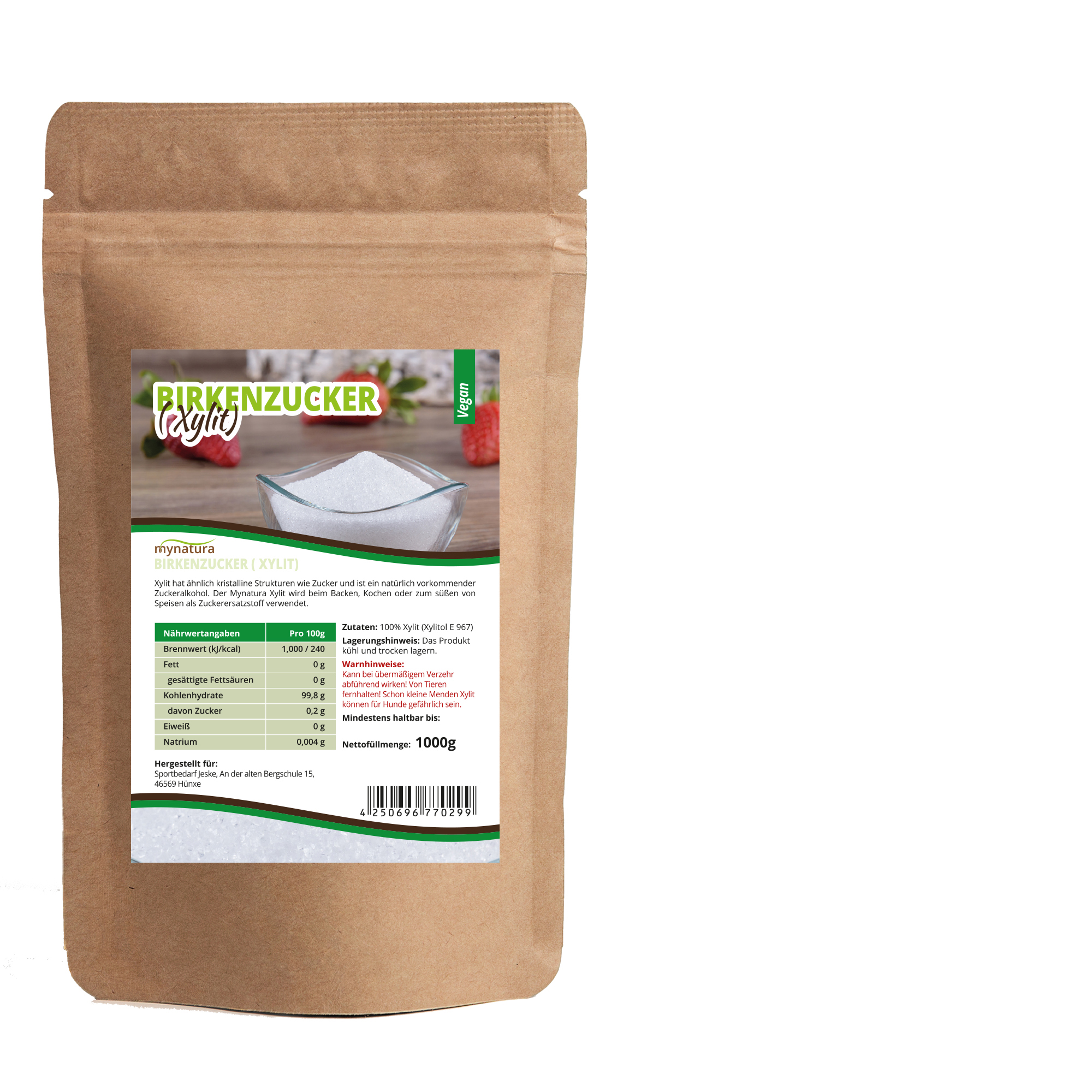 Mynatura Birkenzucker Der Echte aus Finnland ohne Maiszusatz! 1Kg