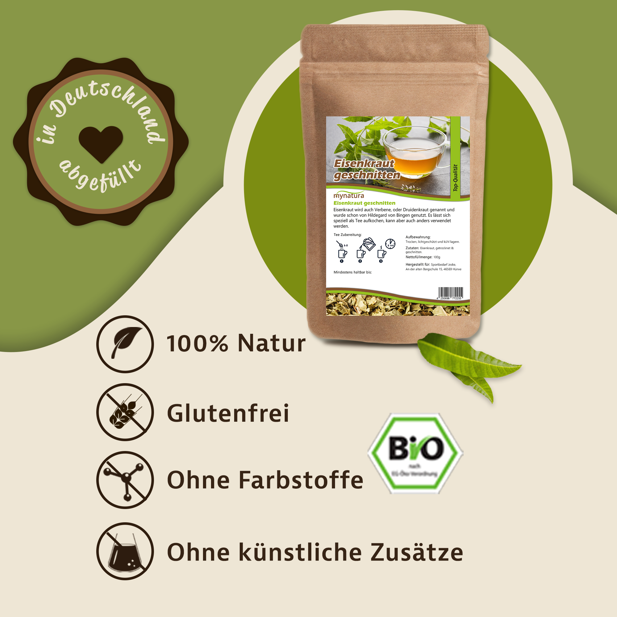 Eisenkraut getrocknet & geschnitten – hochwertige Kräuterqualität für Tee und Küche | Mynatura 250g