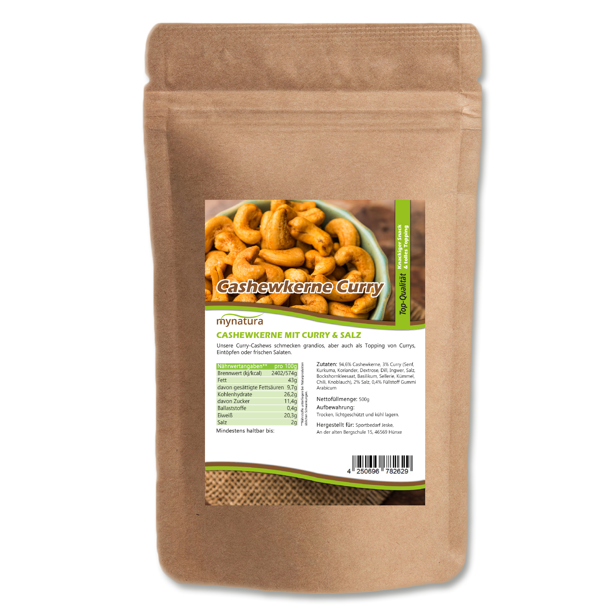 Cashewkerne mit Curry und Salz – Knuspriger Premium-Snack von Mynatura Cashewkerne mit Curry und Salz – Knuspriger Premium-Snack von Mynatura