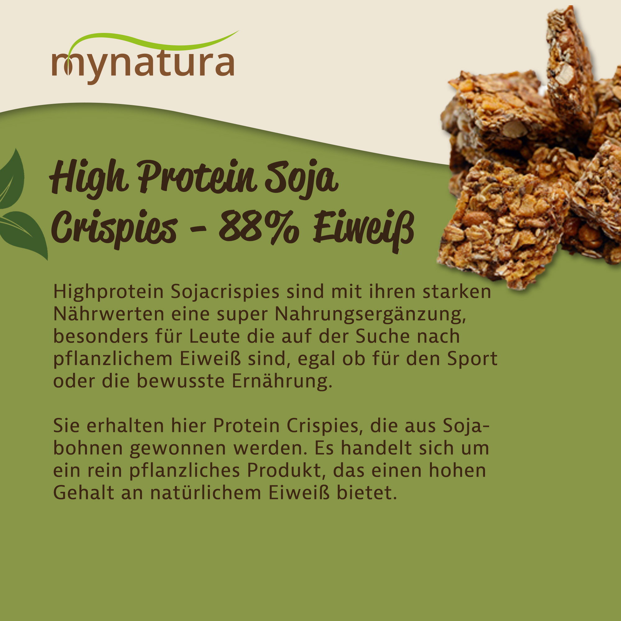 Mynatura High Protein Soja Crispies 88% Eiweiß 1000g Beutel Mynatura High Protein Soja Crispies 88% Eiweiß 1000g Beutel