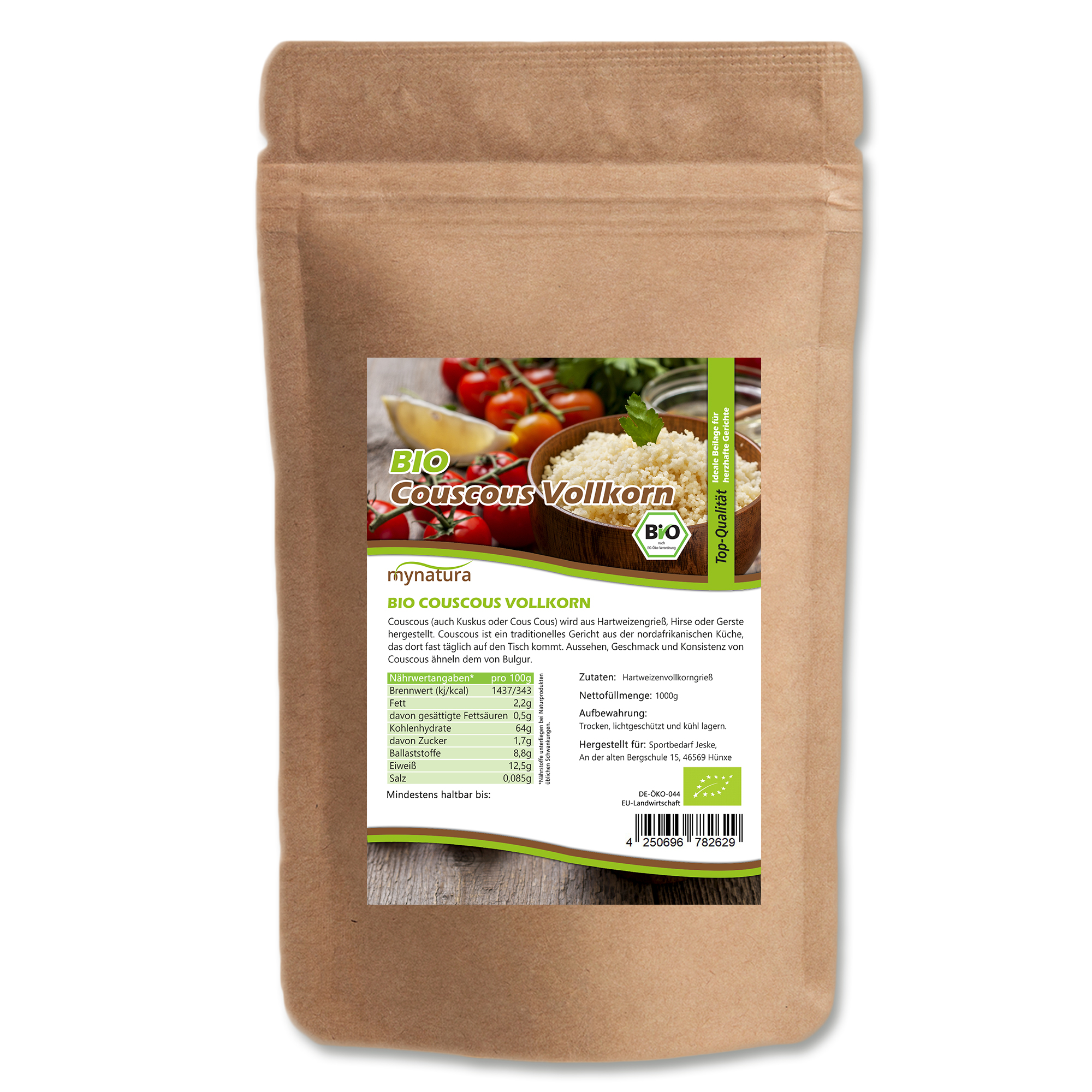Bio Vollkorn Couscous von Mynatura – Natürlich, ballaststoffreich und vielseitig verwendbar 1Kg Bio Vollkorn Couscous von Mynatura – Natürlich, ballaststoffreich und vielseitig verwendbar 1Kg