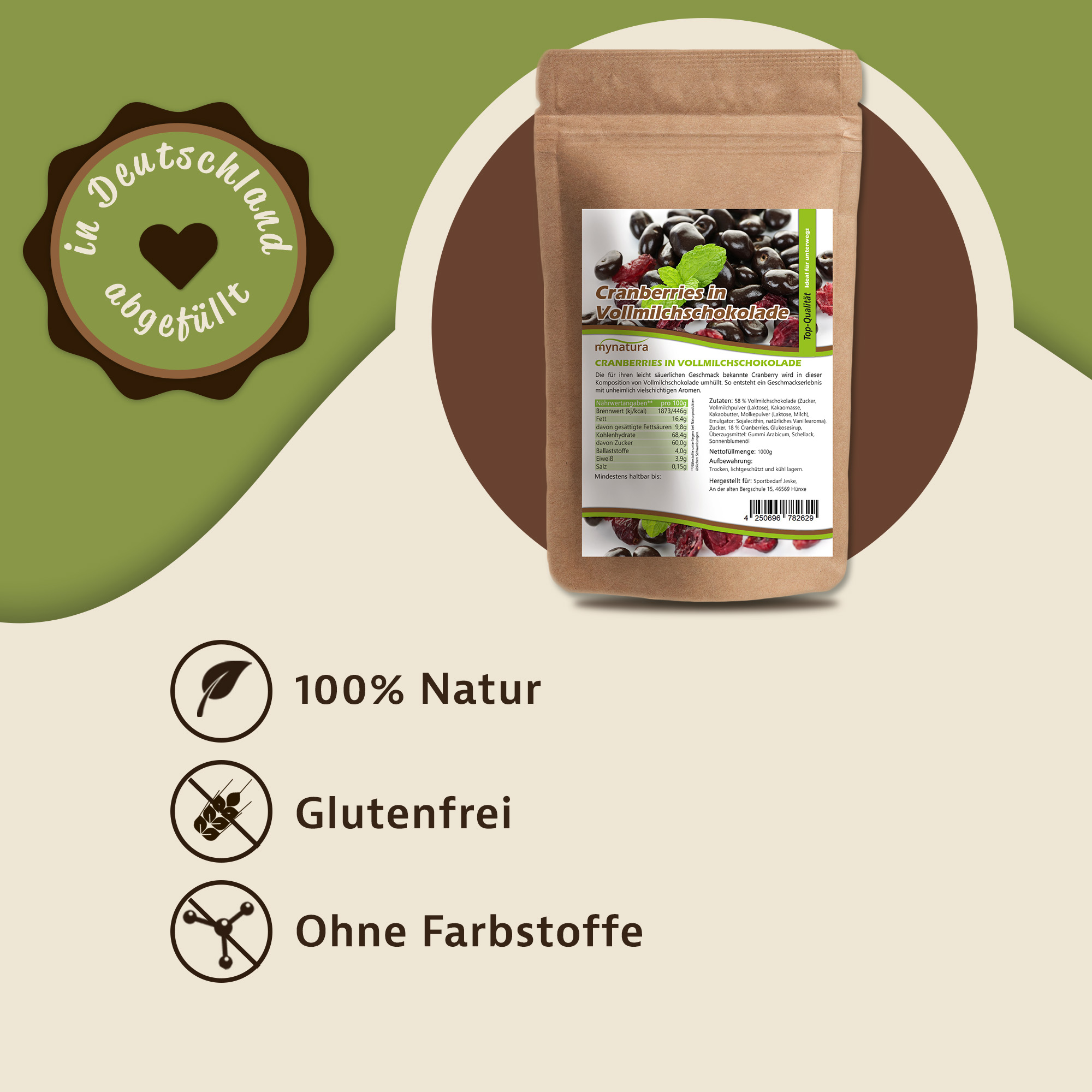 Cranberries mit Vollmilchschokolade – Fruchtig-schokoladiger Snack & Backzutat Cranberries mit Vollmilchschokolade – Fruchtig-schokoladiger Snack & Backzutat