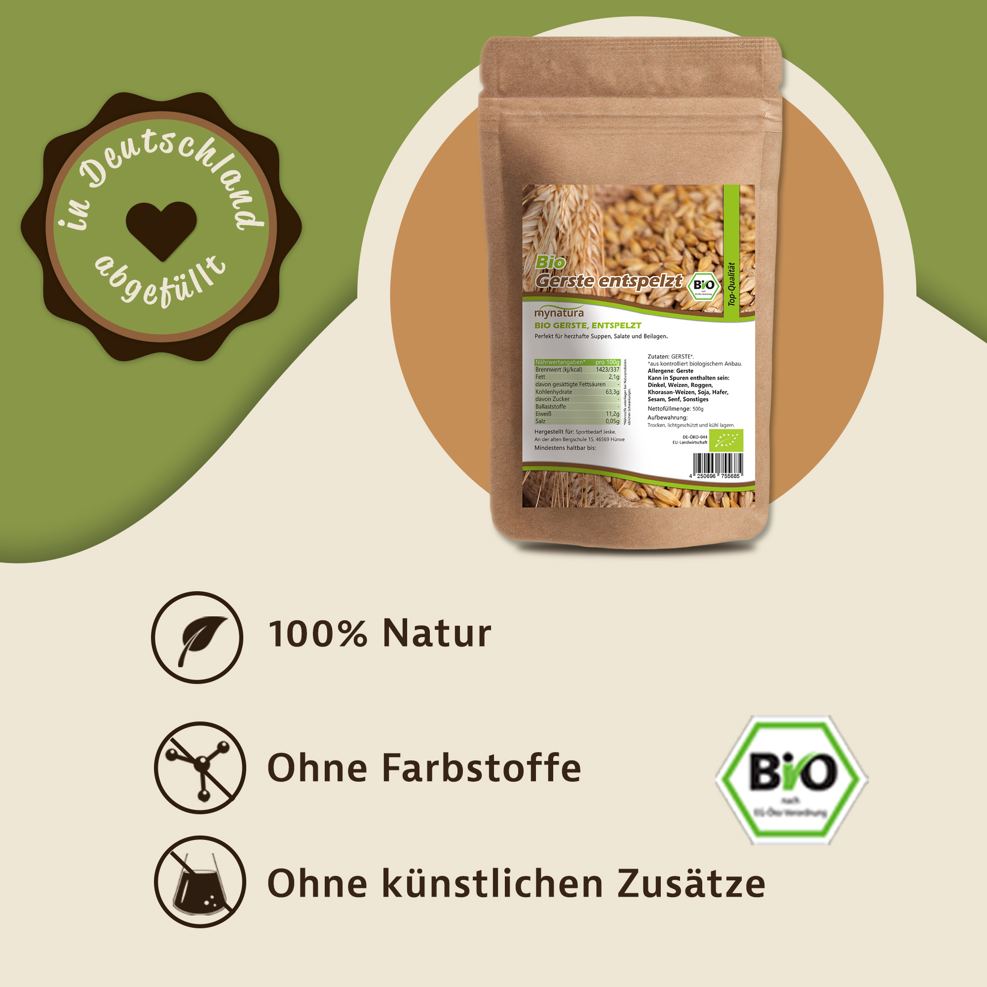 Bio Gerste entspelzt von Mynatura – Naturprodukt für vielseitige Küche & vegane Ernährung 1000g Bio Gerste entspelzt von Mynatura – Naturprodukt für vielseitige Küche & vegane Ernährung 1000g