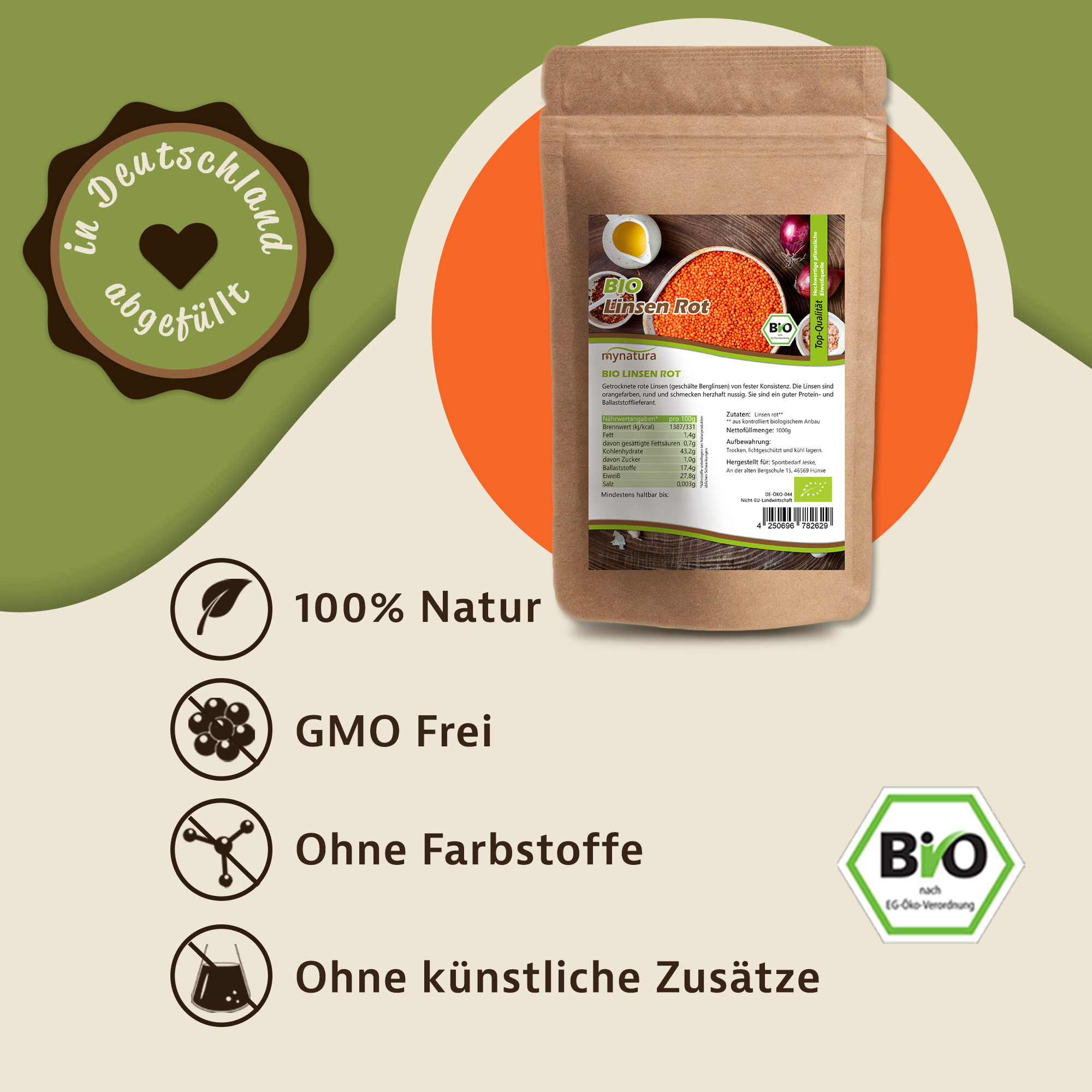 Mynatura Rote Linsen – Proteinreiche Hülsenfrüchte für Curry, Eintopf & Aufstriche 1Kg Mynatura Rote Linsen – Proteinreiche Hülsenfrüchte für Curry, Eintopf & Aufstriche 1Kg