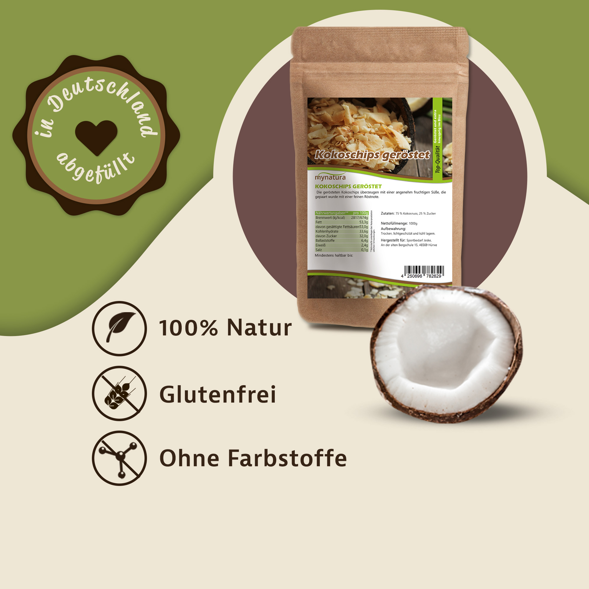 Geröstete Kokoschips von Mynatura – Knuspriger Bio‑Snack aus 100 % Kokosnuss