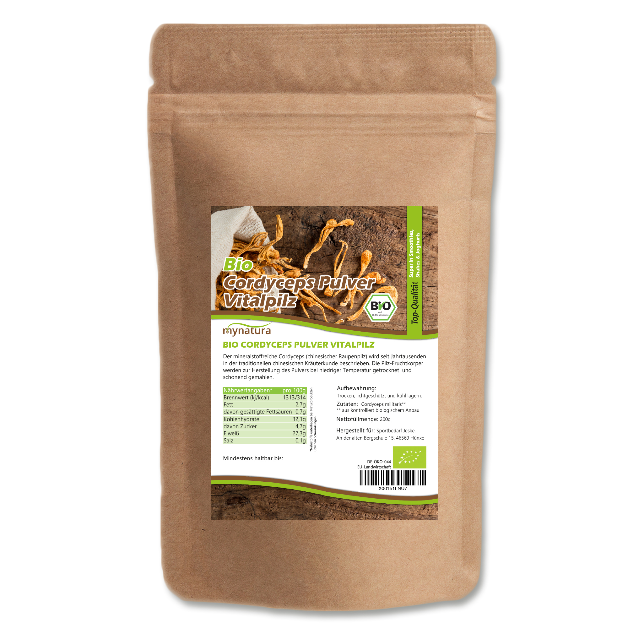 Mynatura Bio Cordyceps Pilzpulver – Pflanzliches Superfood in Bio-Qualität | Vielseitig & Mineralstoffreich 0,2Kg Mynatura Bio Cordyceps Pilzpulver – Pflanzliches Superfood in Bio-Qualität | Vielseitig & Mineralstoffreich 0,2Kg