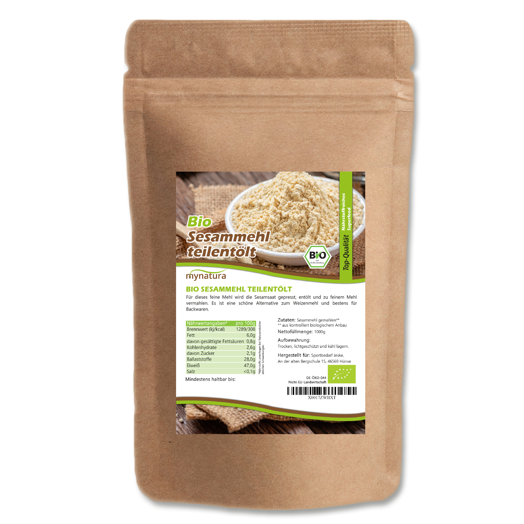 Mynatura Bio Sesammehl, teilentölt 1Kg Mynatura Bio Sesammehl, teilentölt 1Kg