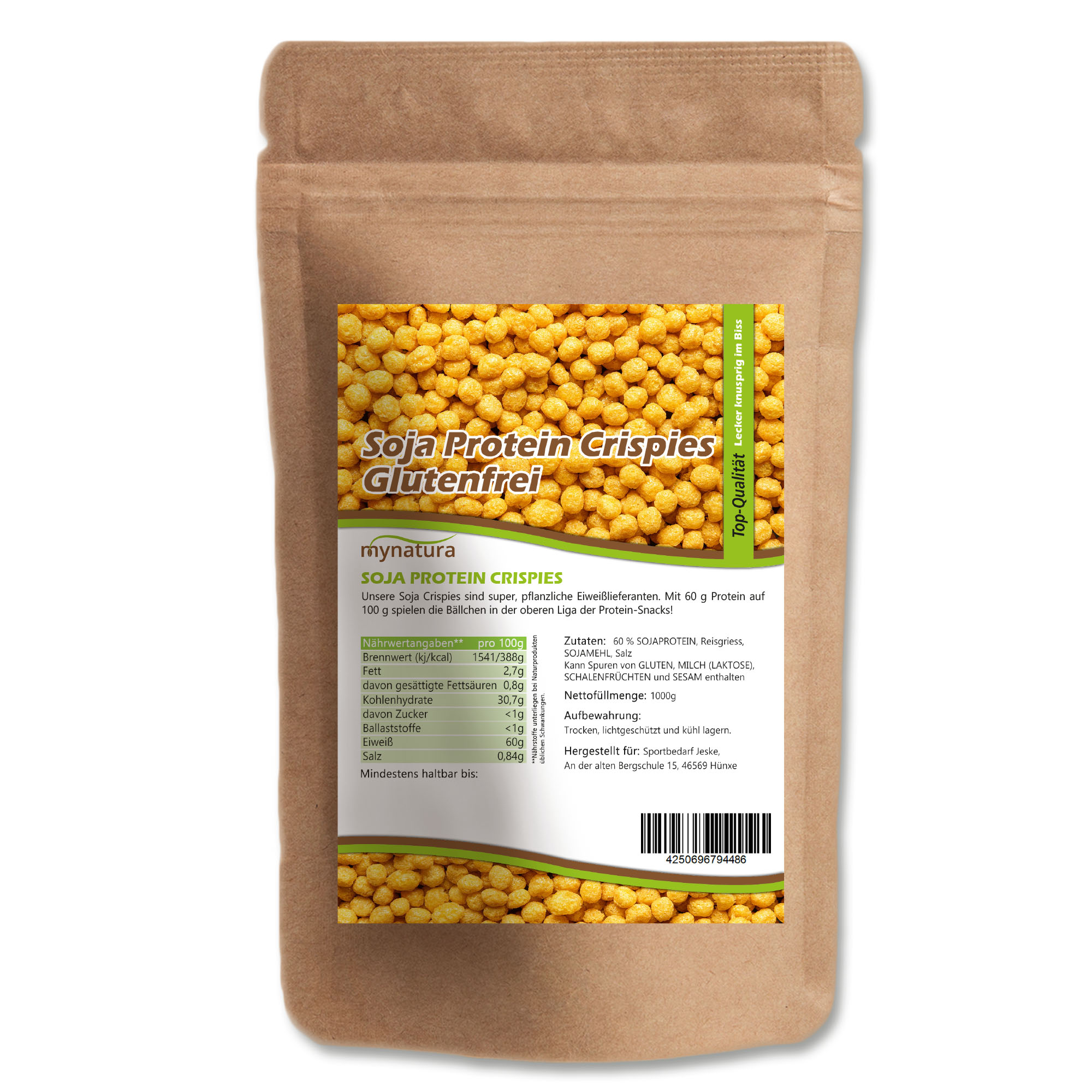 Mynatura Protein Soja Crispies 60% Eiweiß 1000g Beutel Mynatura Protein Soja Crispies 60% Eiweiß 1000g Beutel