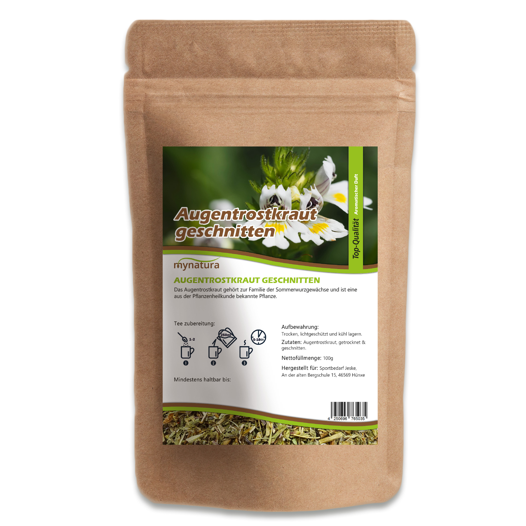 Augentrostkraut geschnitten kaufen – naturreines Kraut von mynatura für Tee & Kräutermischungen Mynatura