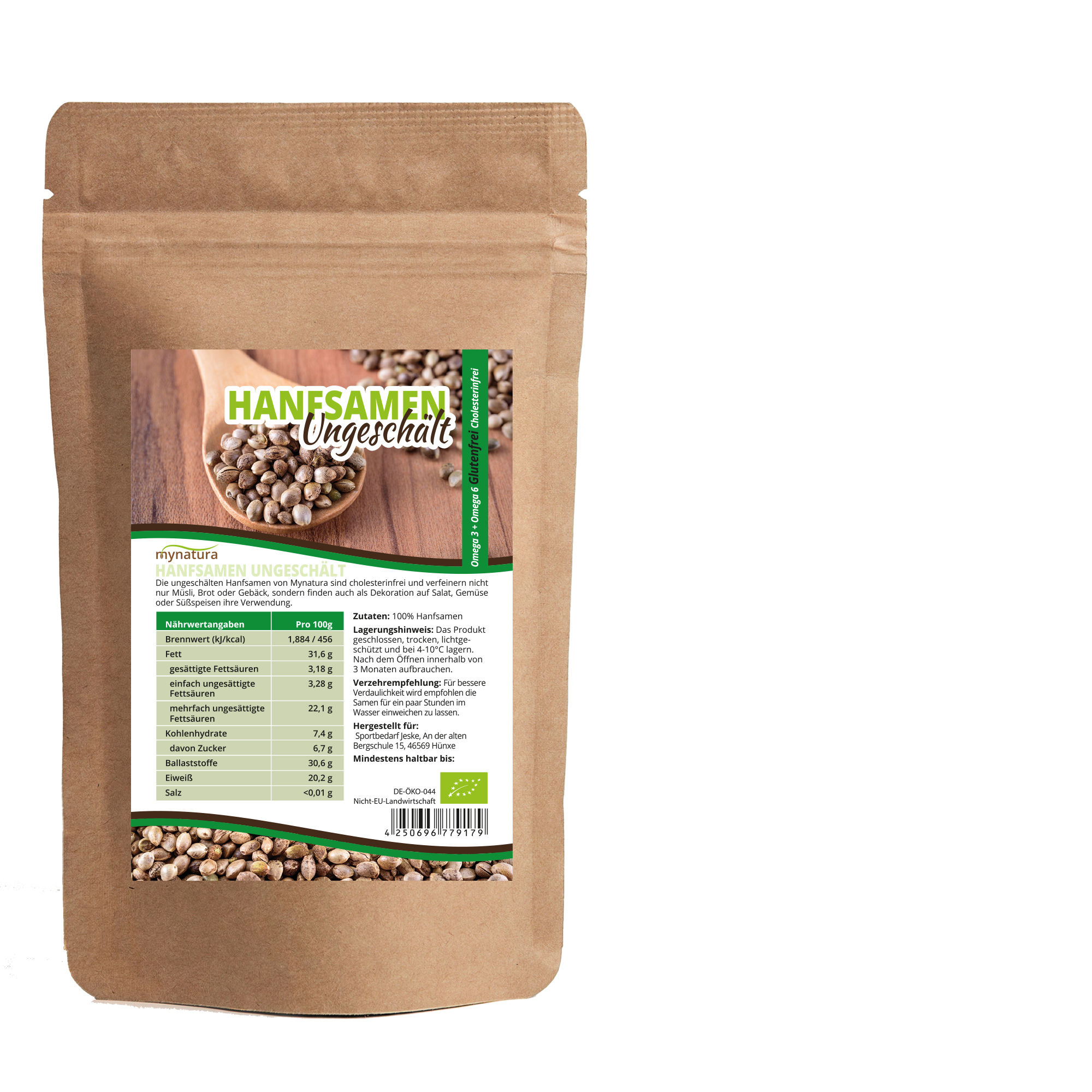 Mynatura Bio Hanfsamen ungeschält – natürliche Eiweißquelle mit nussigem Geschmack und nachhaltiger Verpackung 1Kg Mynatura Bio Hanfsamen ungeschält – natürliche Eiweißquelle mit nussigem Geschmack und nachhaltiger Verpackung 1Kg