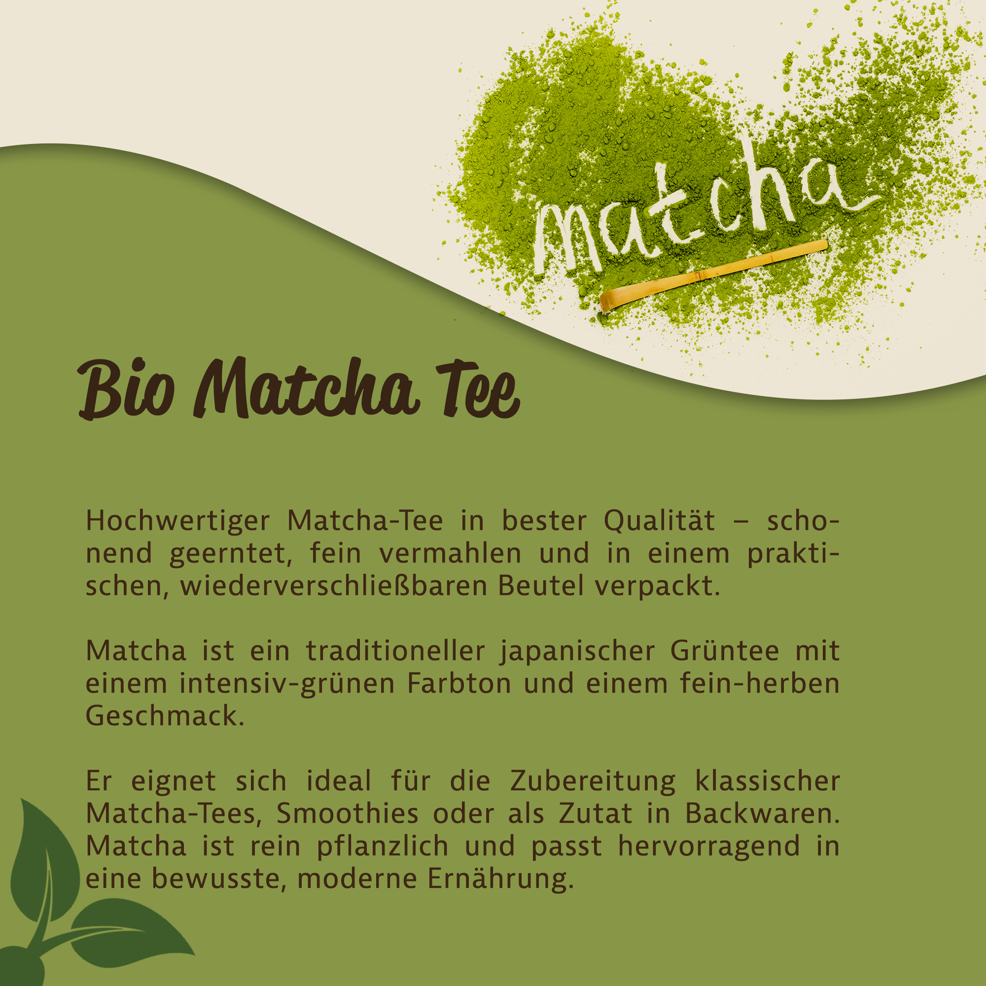 Mynatura Bio Matcha Tee  Pulver im Beutel 0,1Kg