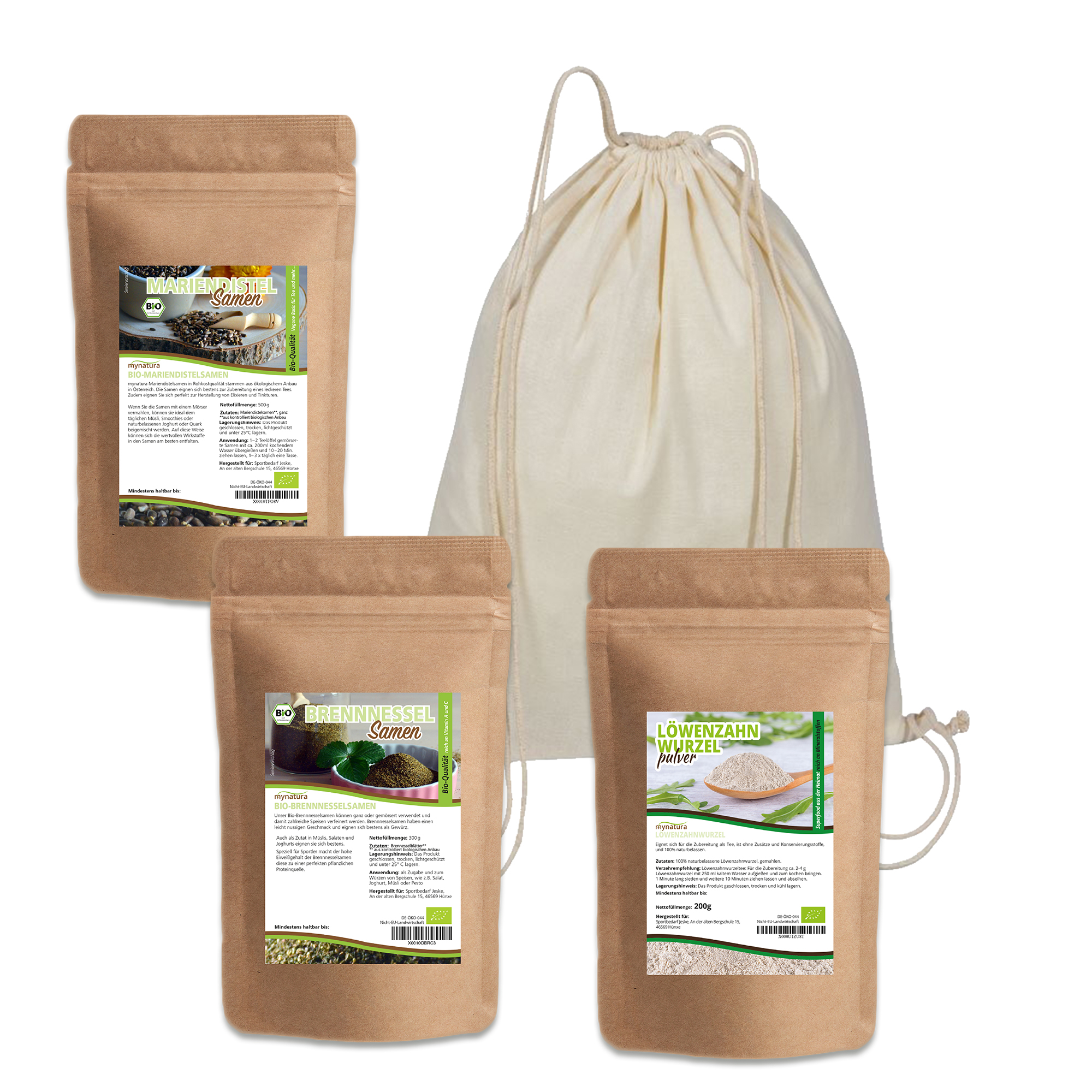 Mynatura Bio Tee Set 2 I Bio Mariendistel Samen I Bio Brennnessel Samen I Löwenzahn Wurzelpulver Mynatura Bio Tee Set 2 I Bio Mariendistel Samen I Bio Brennnessel Samen I Löwenzahn Wurzelpulver