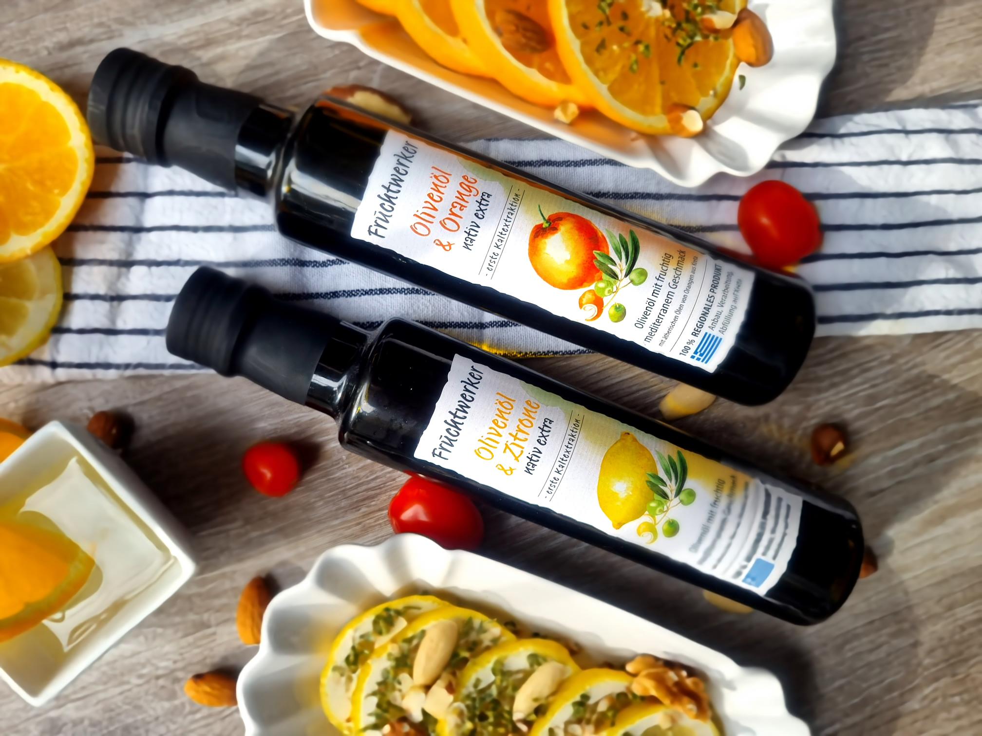 Fruchtwerker Olivenöl + Zitrone 250ml und Olivenöl + Orange 250ml Set Fruchtwerker Olivenöl + Zitrone 250ml und Olivenöl + Orange 250ml Set